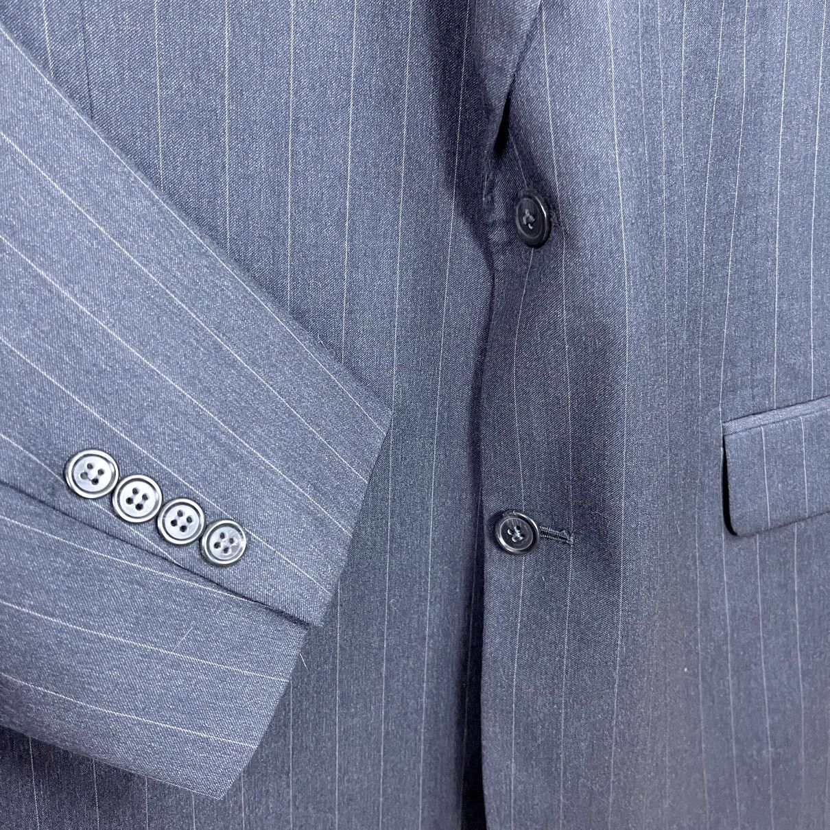 Jos. A. Bank Jos A Bank Wool Suit Gray Striped Mens 46 XL 40x32 Size 46L - 4 Thumbnail