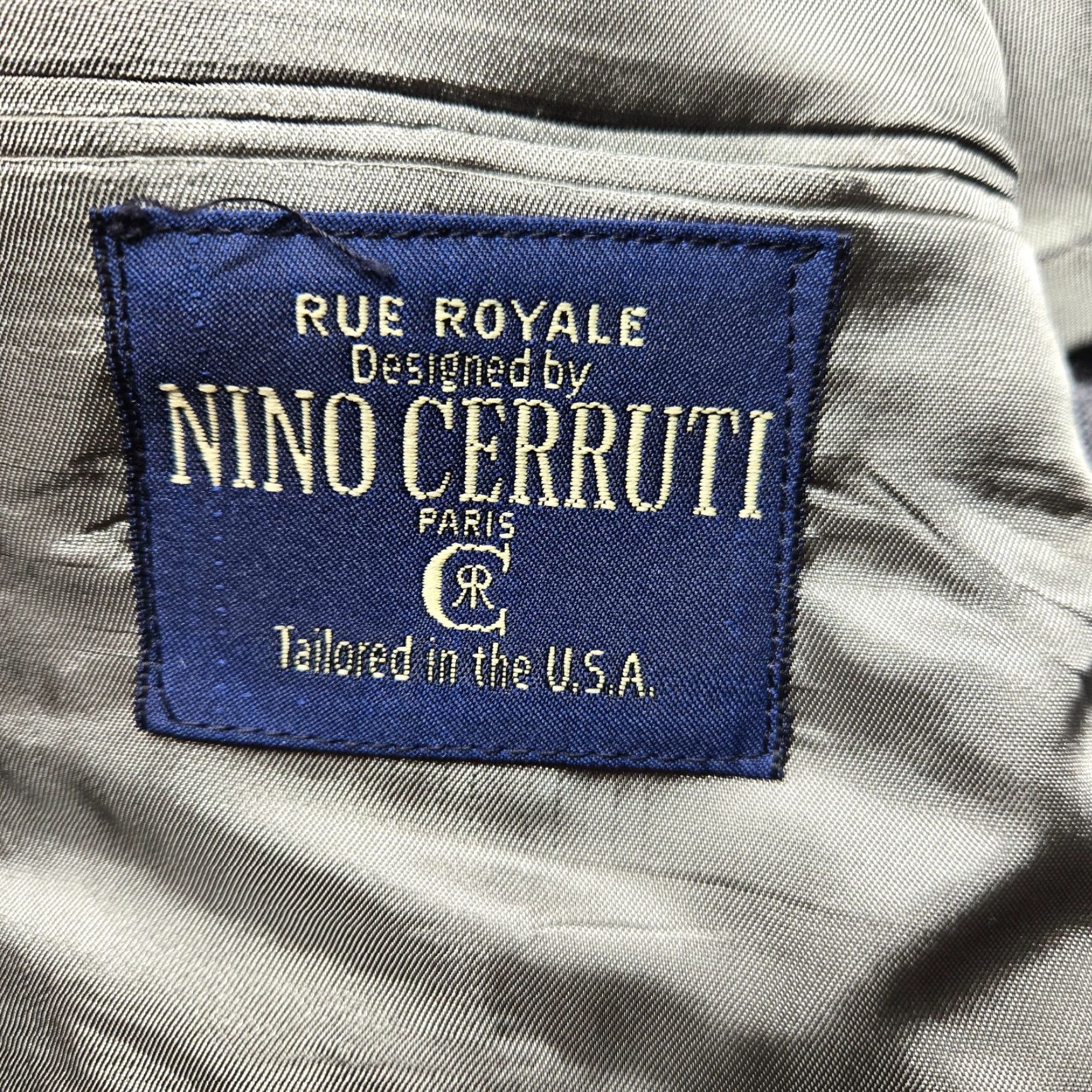 Vintage Nino Cerruti Rue Royale Two Button Suit Jacket Gray Adult Men's Size L Large Size 42R - 3 Thumbnail