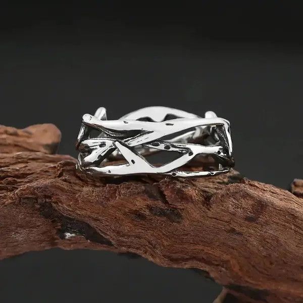 Jewelry Vintage Punk Peace Olive Branch Stainless Steel Mens Ring Size ONE SIZE - 5 Thumbnail