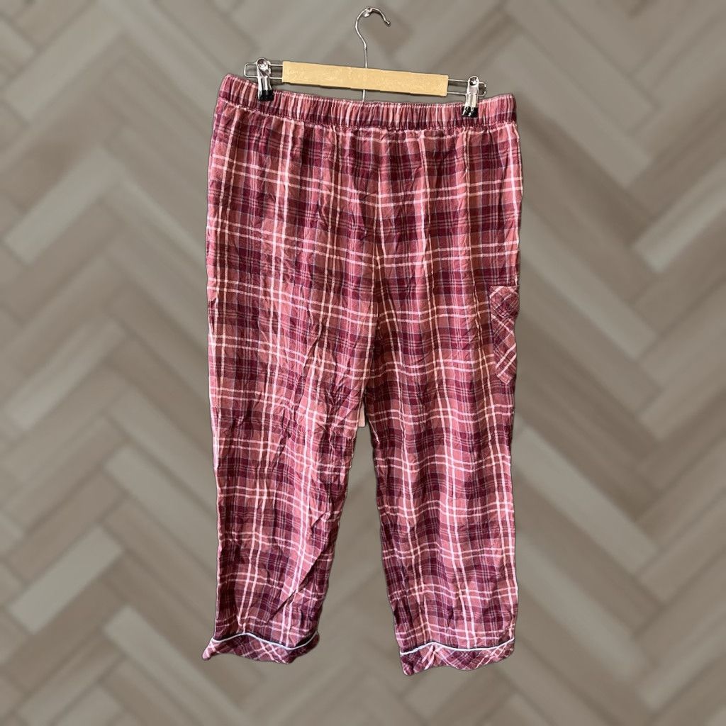 Vintage Duluth Red Plaid Pajama Pants Drawstring L Womens Size 36" / US 14 / IT 50 - 1 Thumbnail