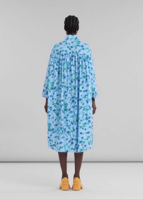 Marni o1w1db10125 Printed Midi Length Dress in Blue Size L / US 10 / IT 46 - 5 Thumbnail