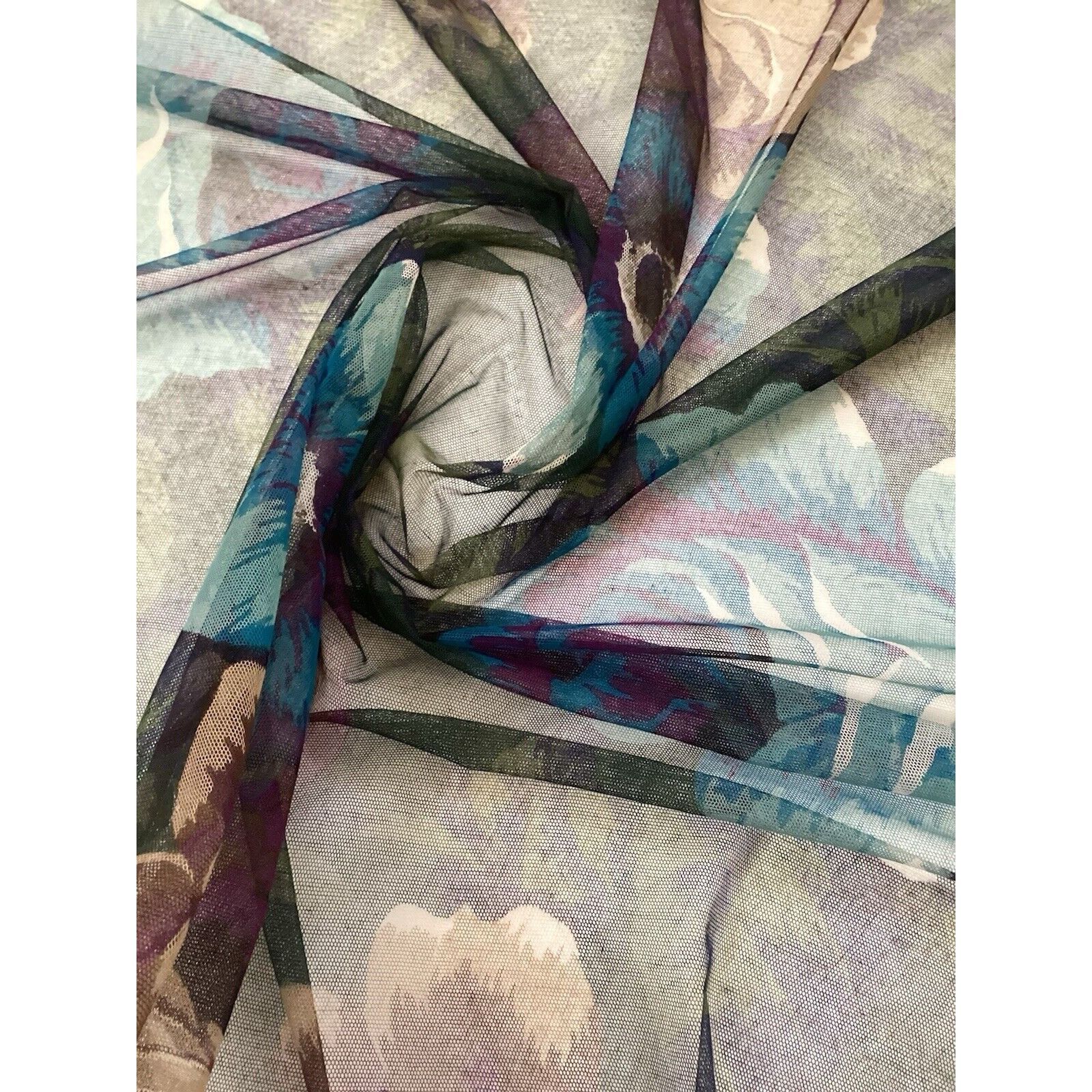 Kenzo KENZO PARIS Purple Green Floral Cotton Veiled Scarf M.In Jap Size ONE SIZE - 10 Thumbnail