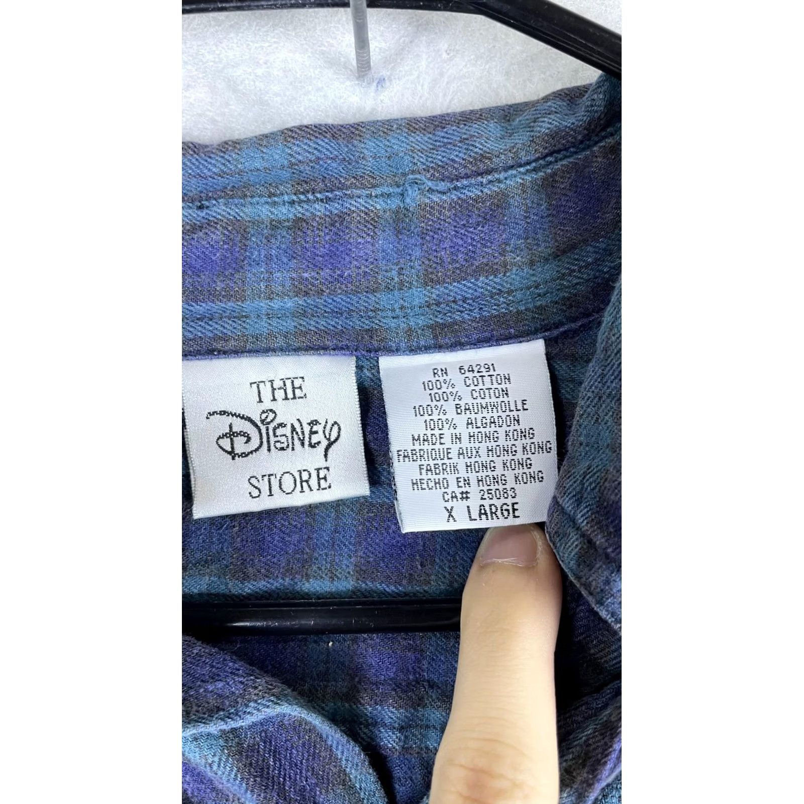 Disney The Disney Store Shirt Mens XL Blue Plaid Flannel Button Mickey Mouse Size US XL / EU 56 / 4 - 3 Thumbnail
