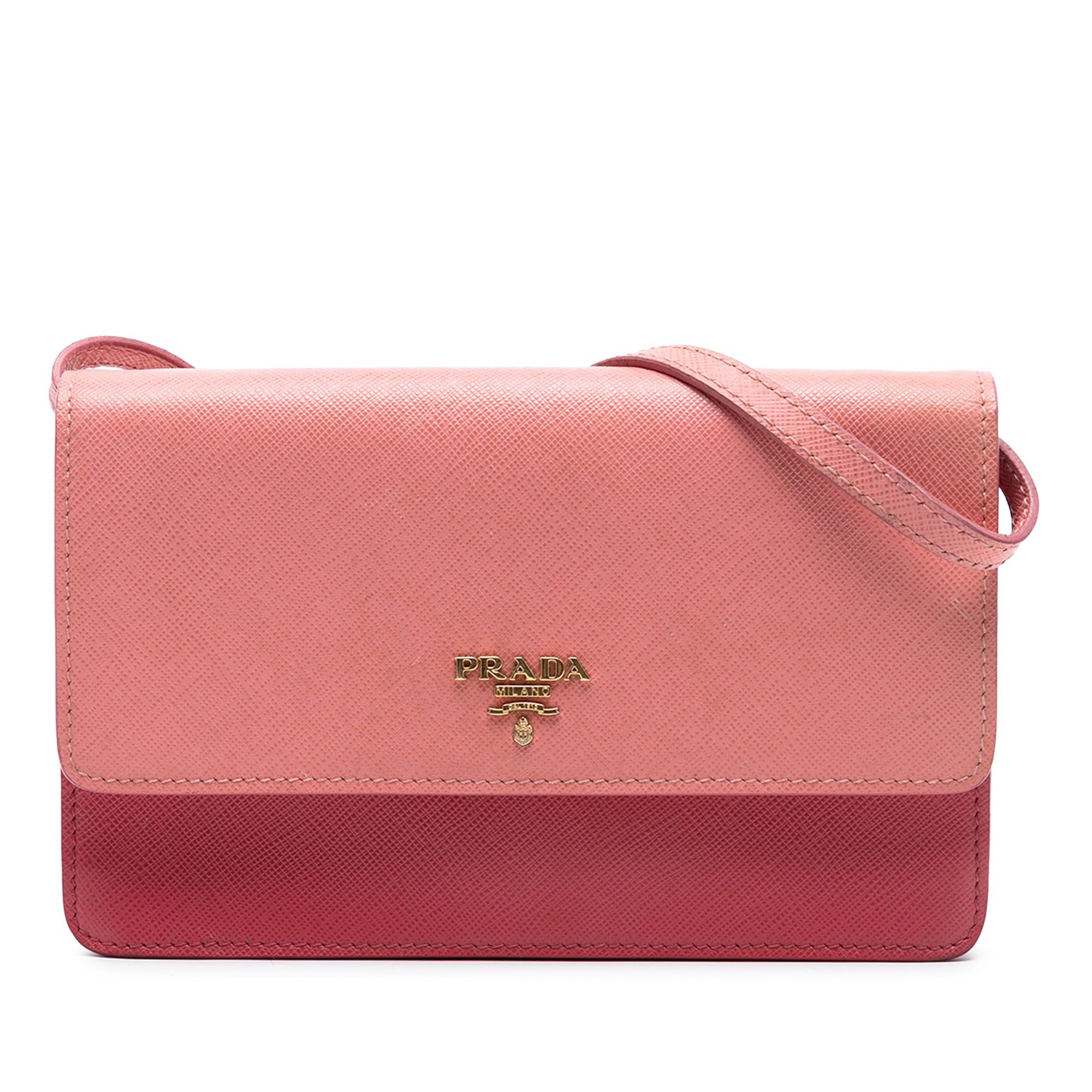 Prada Bicolor Saffiano Lux Wallet On Strap Size ONE SIZE - 1 Thumbnail