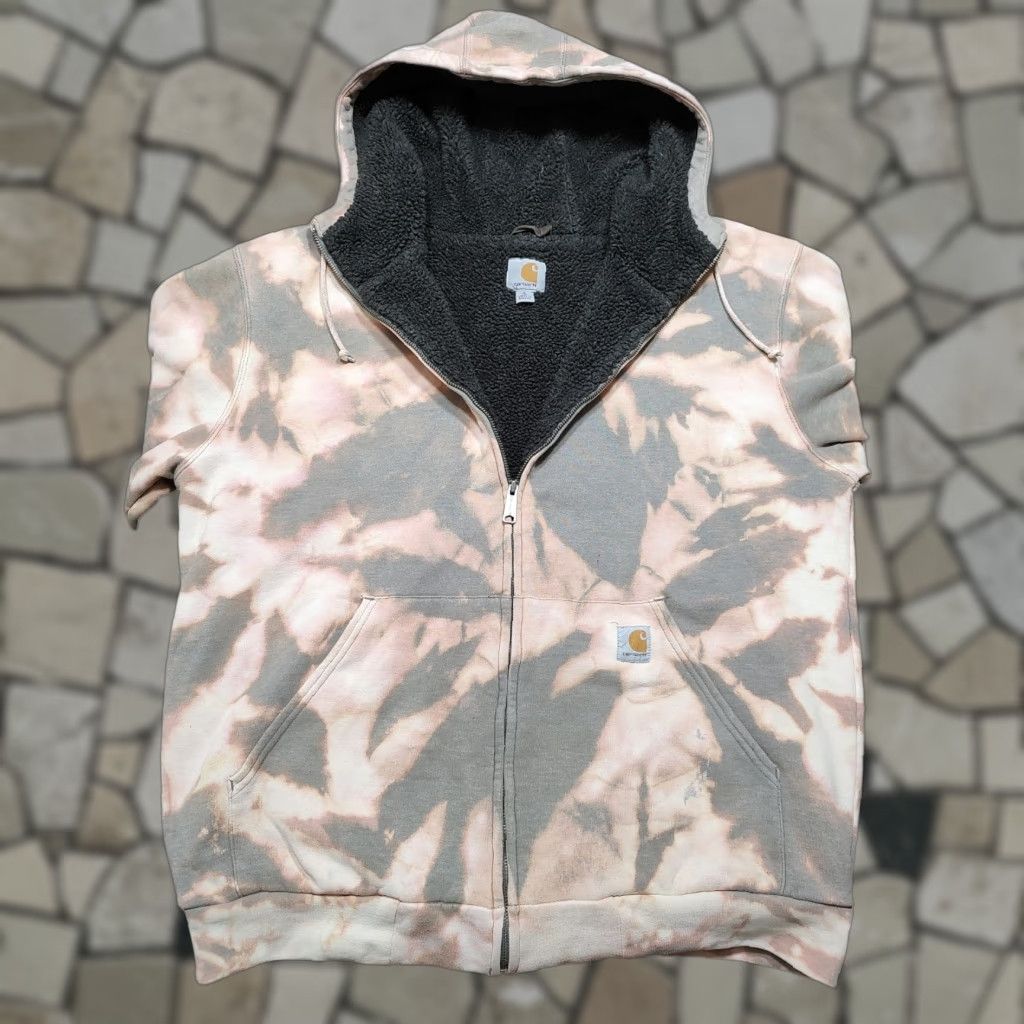 Carhartt VINTAGE Carhartt Hoodie Men LT Gray Lined Full Zip Sweatshirt Acid Wash 90s College Outdoor Logo Big & Tall Size US L / EU 52-54 / 3 - 1 Thumbnail