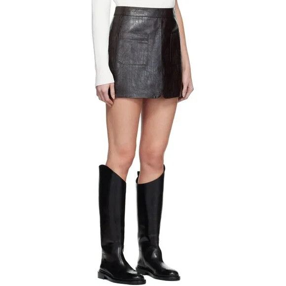 Other Drae Low-Rise Miniskirt Size S Brown Crinkle $300 Size 28" / US 6 / IT 42 - 12 Thumbnail