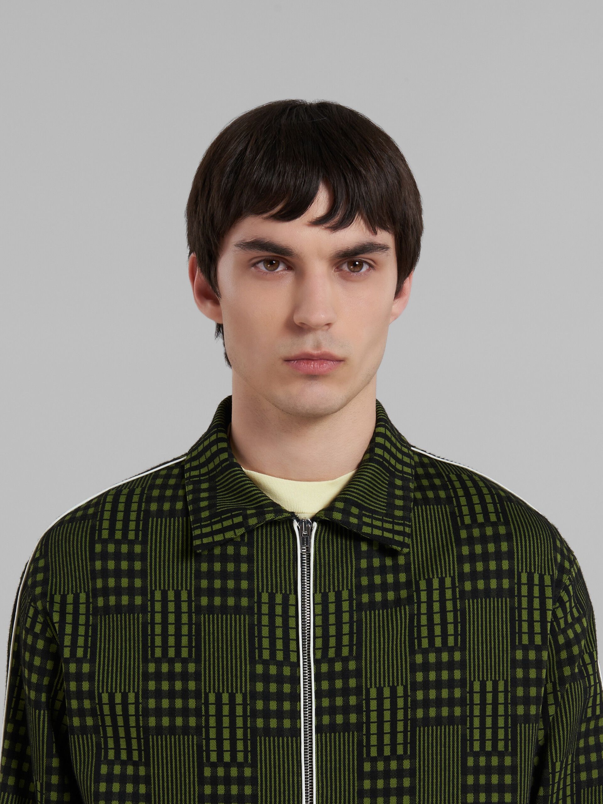 Marni o1w1db10125 Jersey Jacket With Checks And Stripes in Green Size US M / EU 48-50 / 2 - 5 Thumbnail