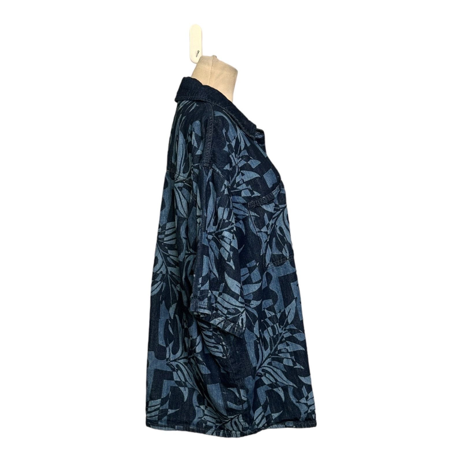 Topshop Topshop Blue Palm Laser Print Denim shirt size 10 Size L / US 10 / IT 46 - 9 Thumbnail