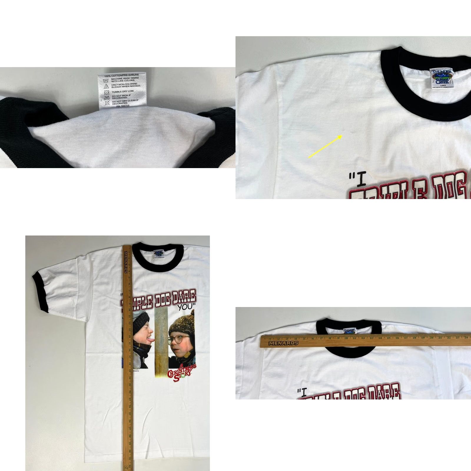 Vintage VINTAGE Thunder Creek T-Shirt Men NOS Christmas Story "I Triple Dog Dare You" Sz L White Size US L / EU 52-54 / 3 - 8 Thumbnail