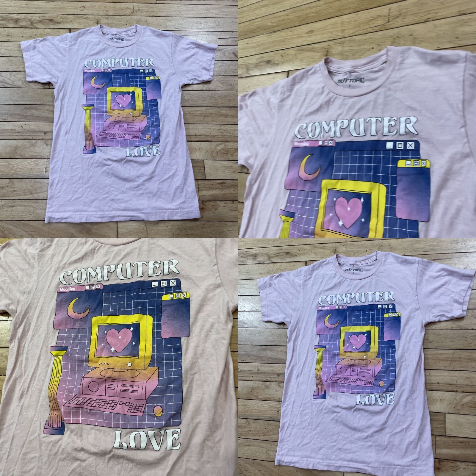 Hot Topic VINTAGE HOT TOPIC Shirt Adult S Pink Pastel Y2kCyber Vaporwave Computer LOVE Graphic Tee Size S / US 4 / IT 40 - 9 Thumbnail