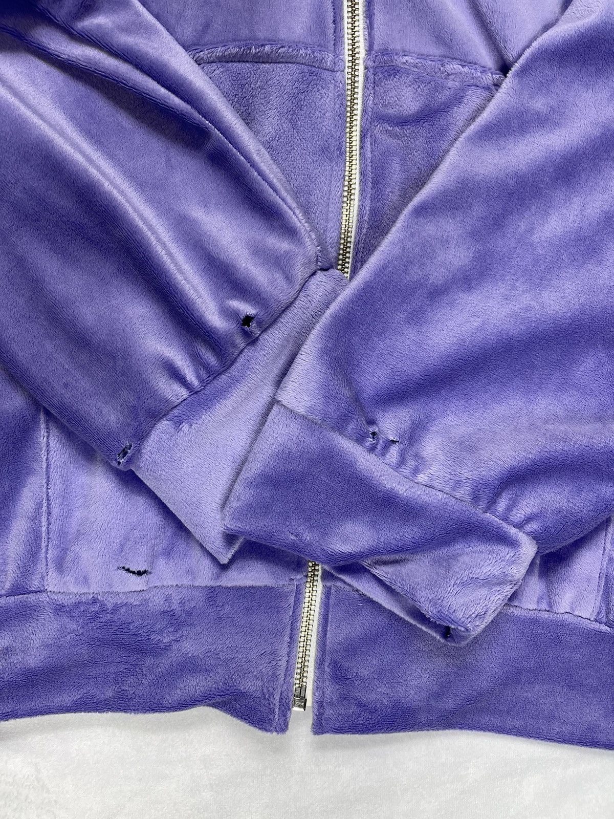 Chorley × Handmade AW Distressed Velvet Faux Fur Lined Zip Up Hoodie Y2K Size US L / EU 52-54 / 3 - 5 Thumbnail