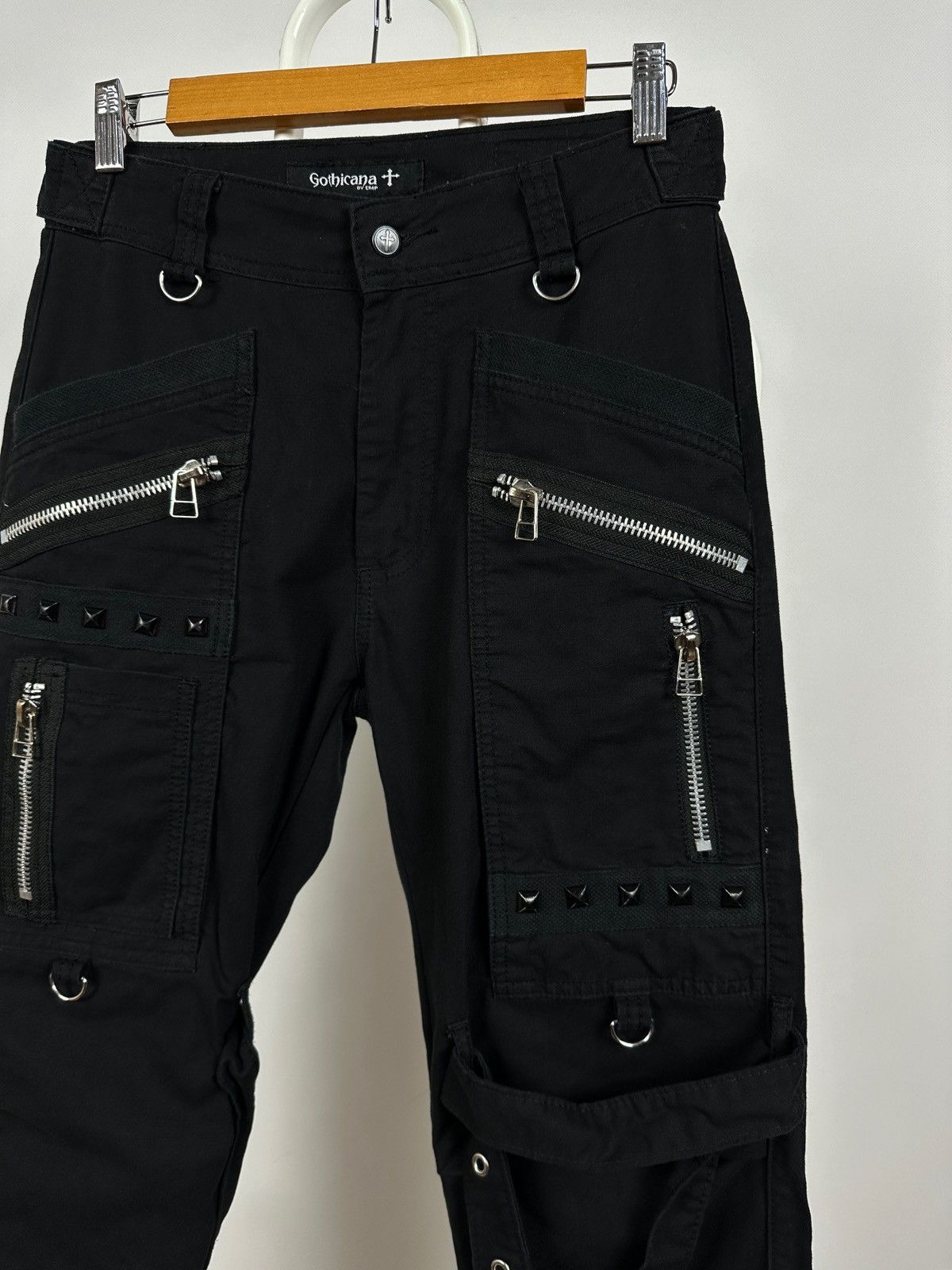 Japanese Brand Vintage Gothicana By EMP Punk Bondage Black Cargo Pants Size US 30 / EU 46 - 8 Thumbnail