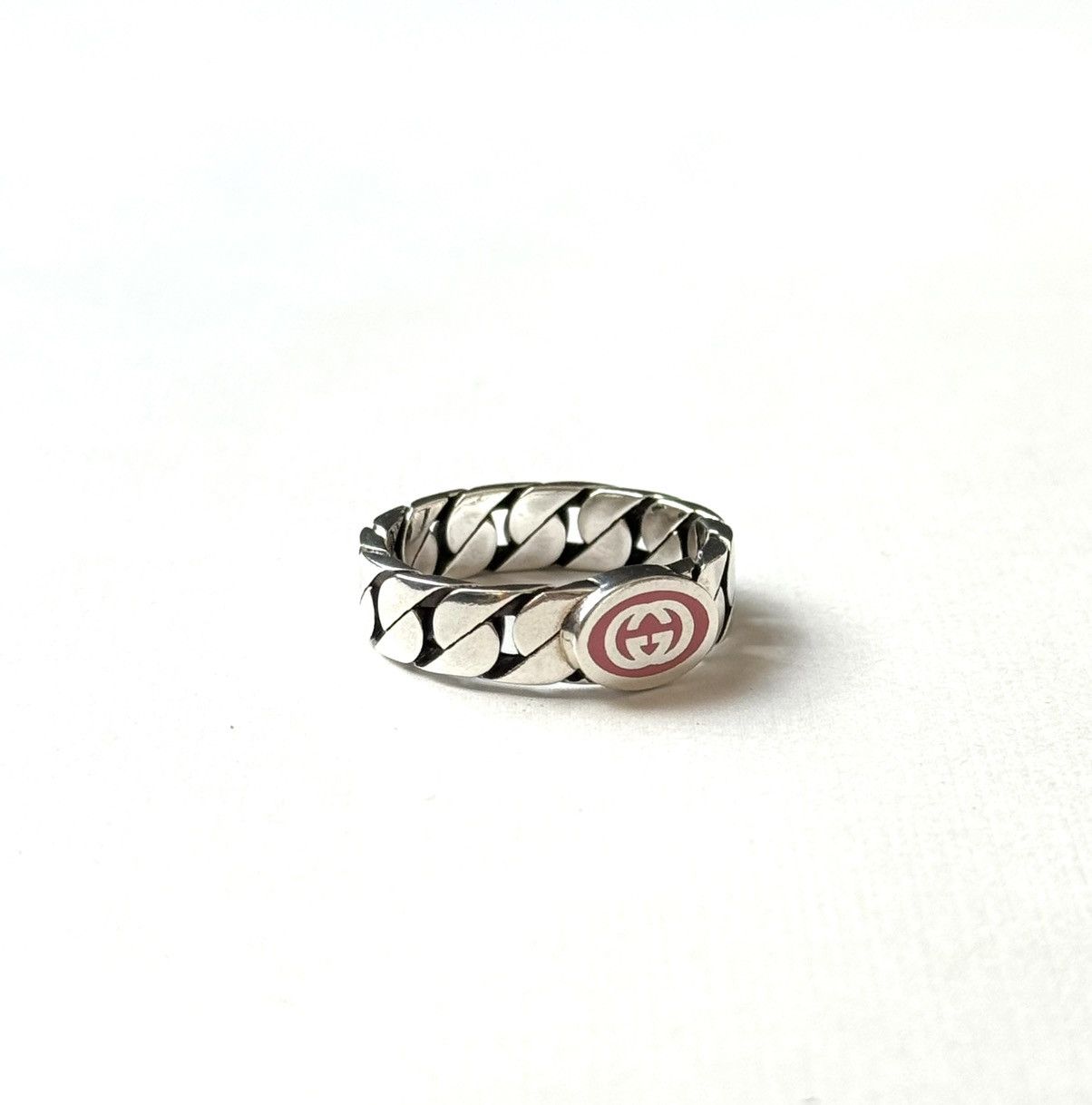 Gucci Gucci .925 Silver Link Ring Pink Size ONE SIZE - 3 Thumbnail