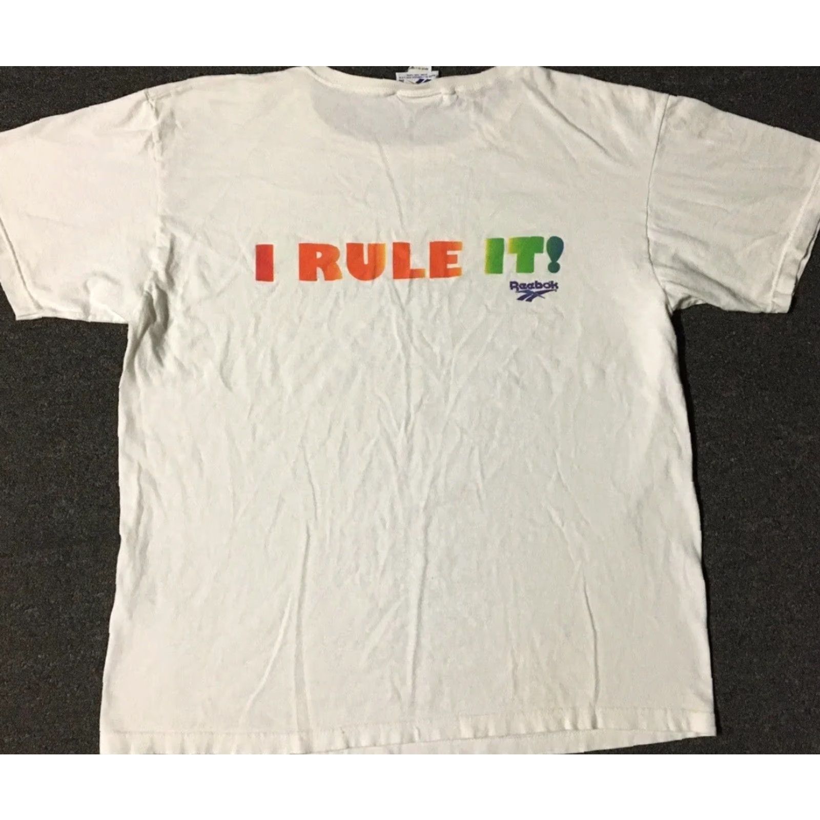 Reebok Vtg 90s Reebok I Dont Play The Field I Rule It Faded Shirt M White Mens T-Shirt Old School Grunge Sports USA Baseball Track Retro Logo Size US M / EU 48-50 / 2 - 2 Thumbnail