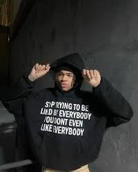 image of Project Capri Stop Trying To Liked Hoodie in Black, Men's (Size Small)