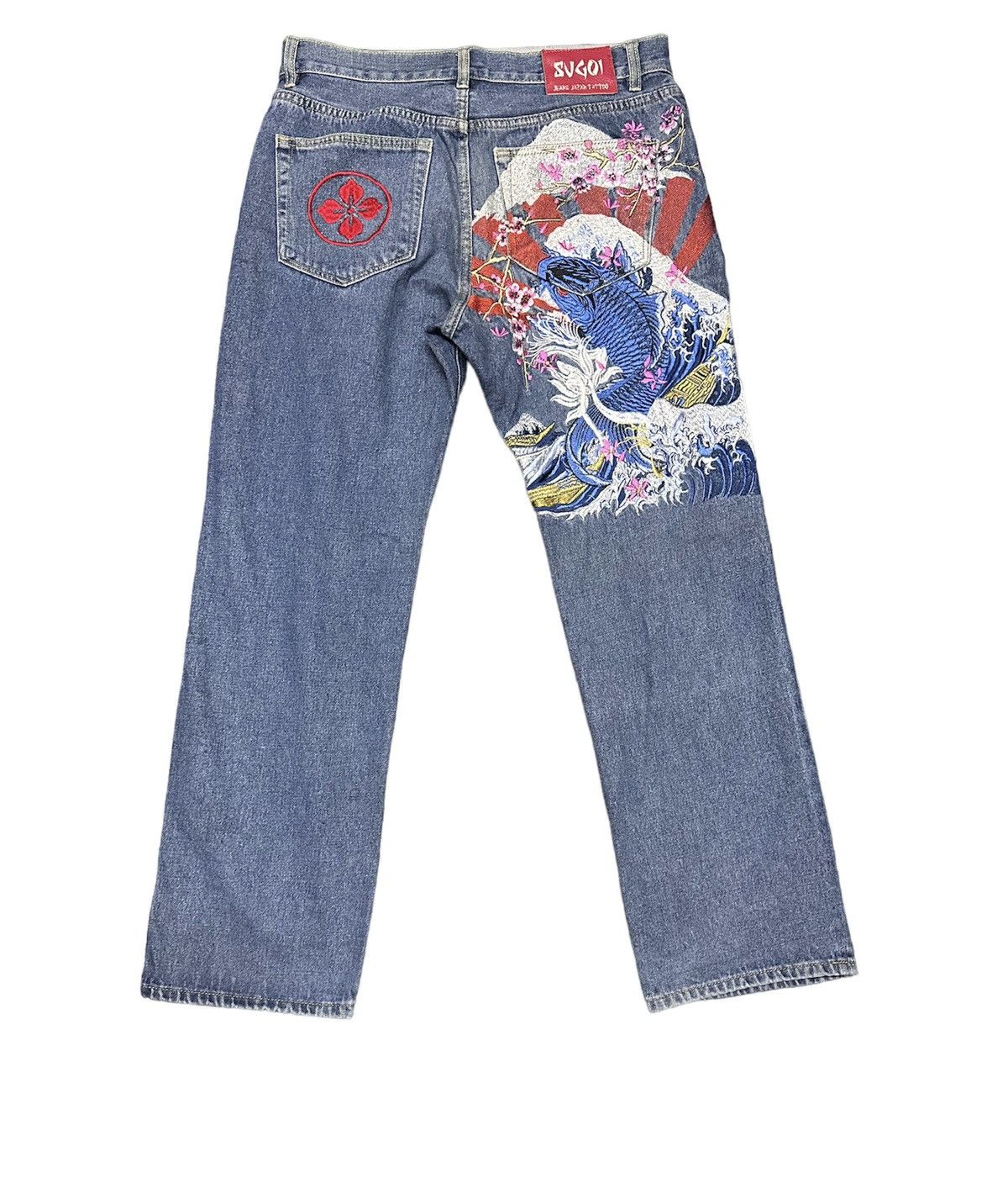 Japanese Brand Svgoi koi fish embroidery denim Size US 34 / EU 50 - 1 Thumbnail