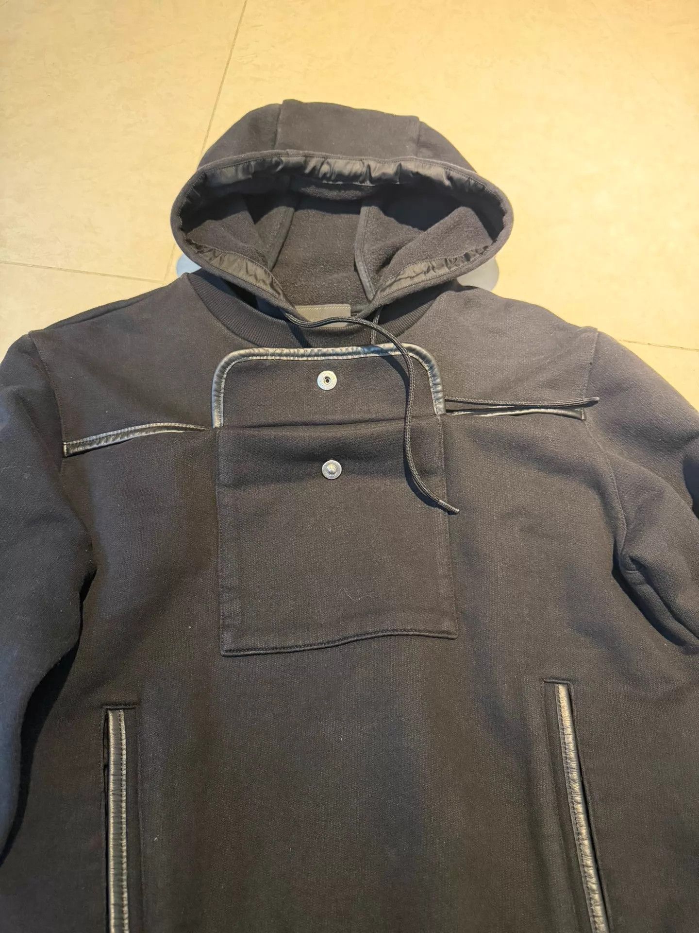 Prada Prada Milano Leather Waxed Hoodie Black Rivet Pocket Unisex Size M / US 6-8 / IT 42-44 - 3 Thumbnail