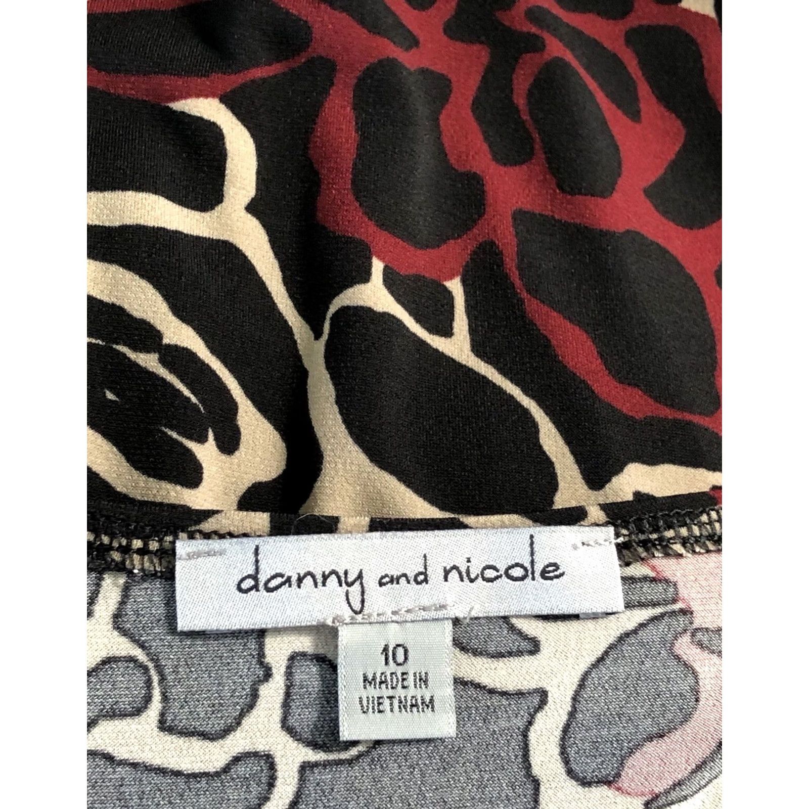 Vintage Danny & Nicole Sleeveless A-Line Midi Dress 10 Red Geo Fit & Flare Womens Vintage No XS Size L / US 10 / IT 46 - 4 Thumbnail