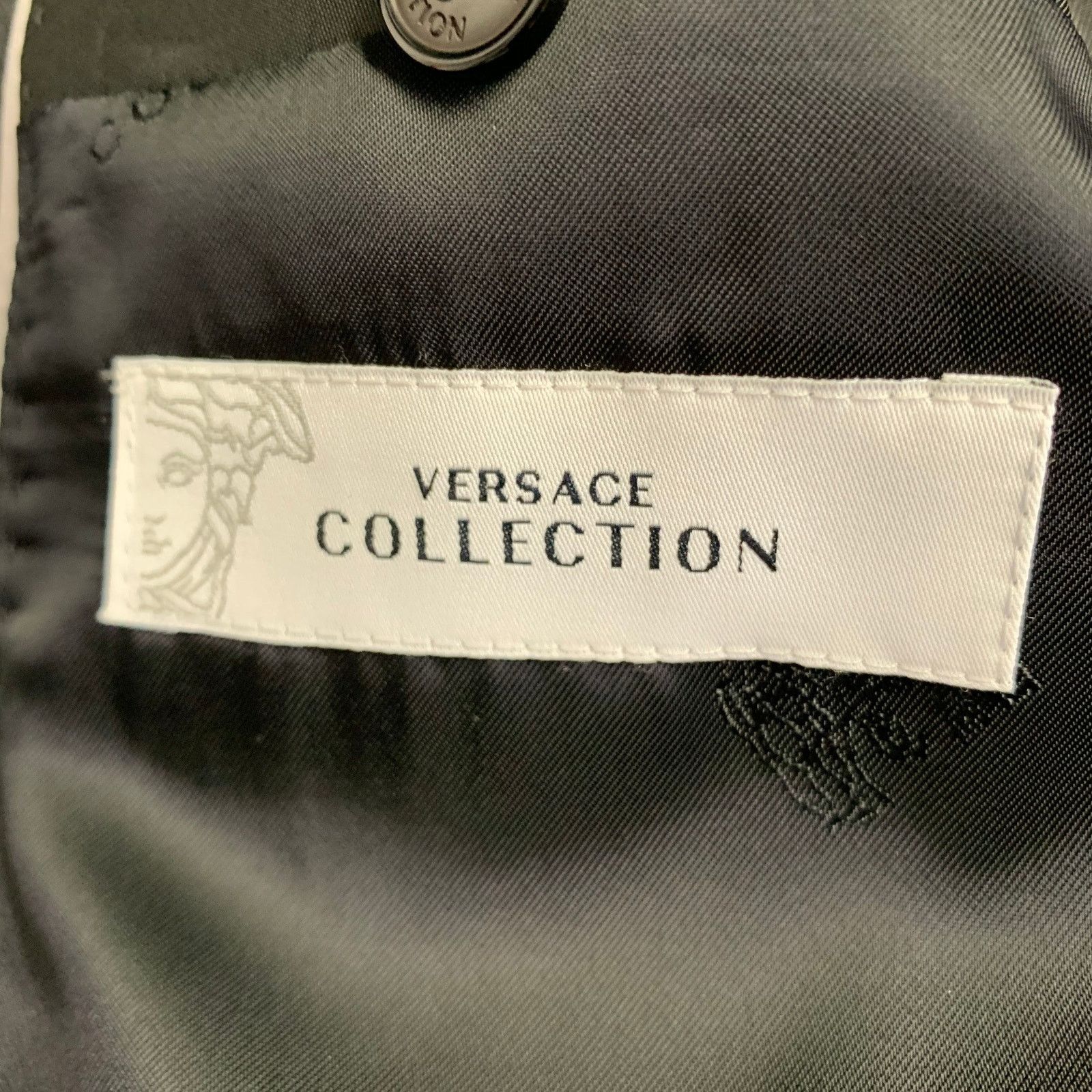 Versace VERSACE COLLECTION Black Acetate Blend Peak Lapel Sport Coat Size 40R - 8 Thumbnail