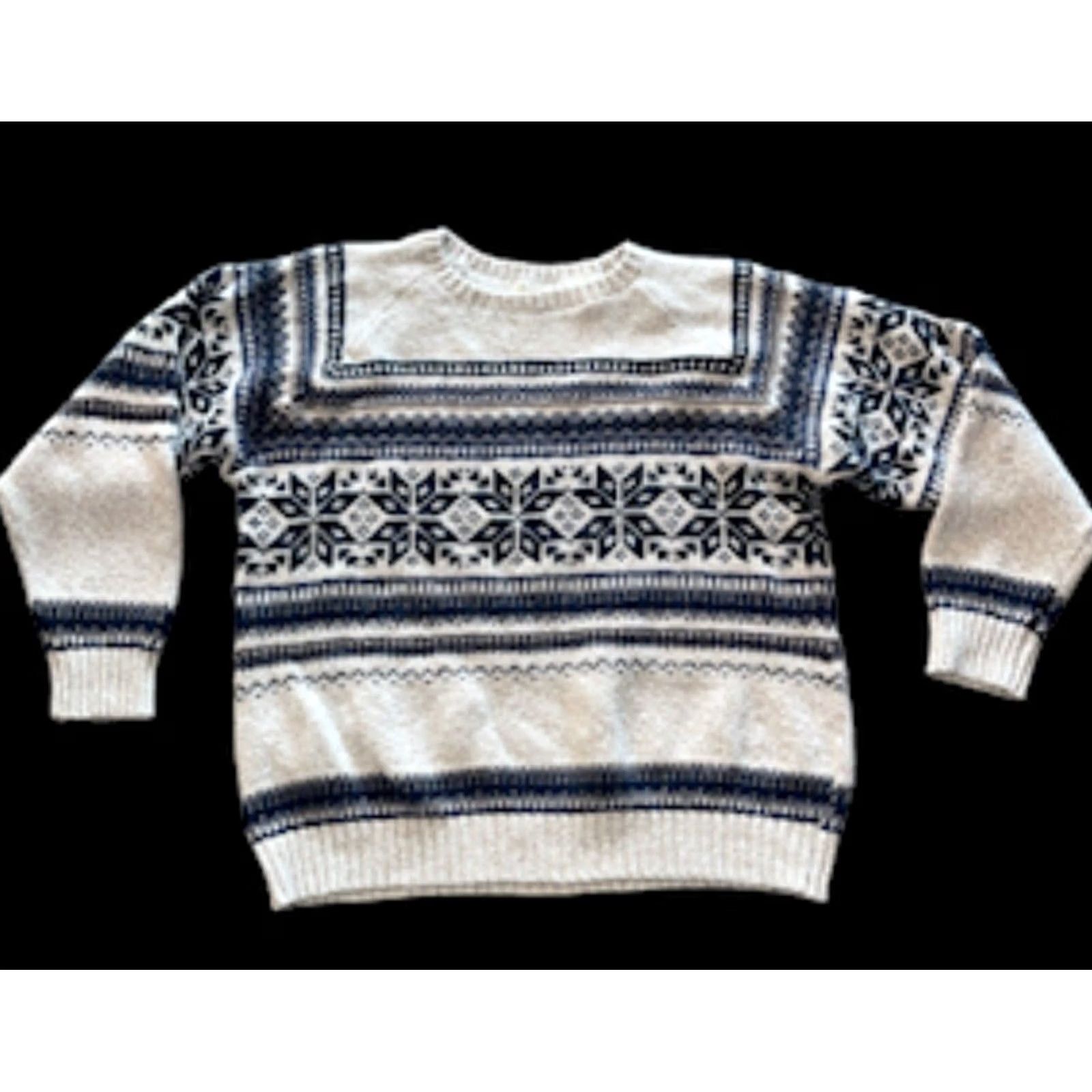 Vintage VINTAGE Fieldmaster Men's Sweater Crewneck 2XL Tan Blue Snowflakes Winter Ski Pattern Knit USA Regular Mens Size US XXL / EU 58 / 5 - 2 Thumbnail