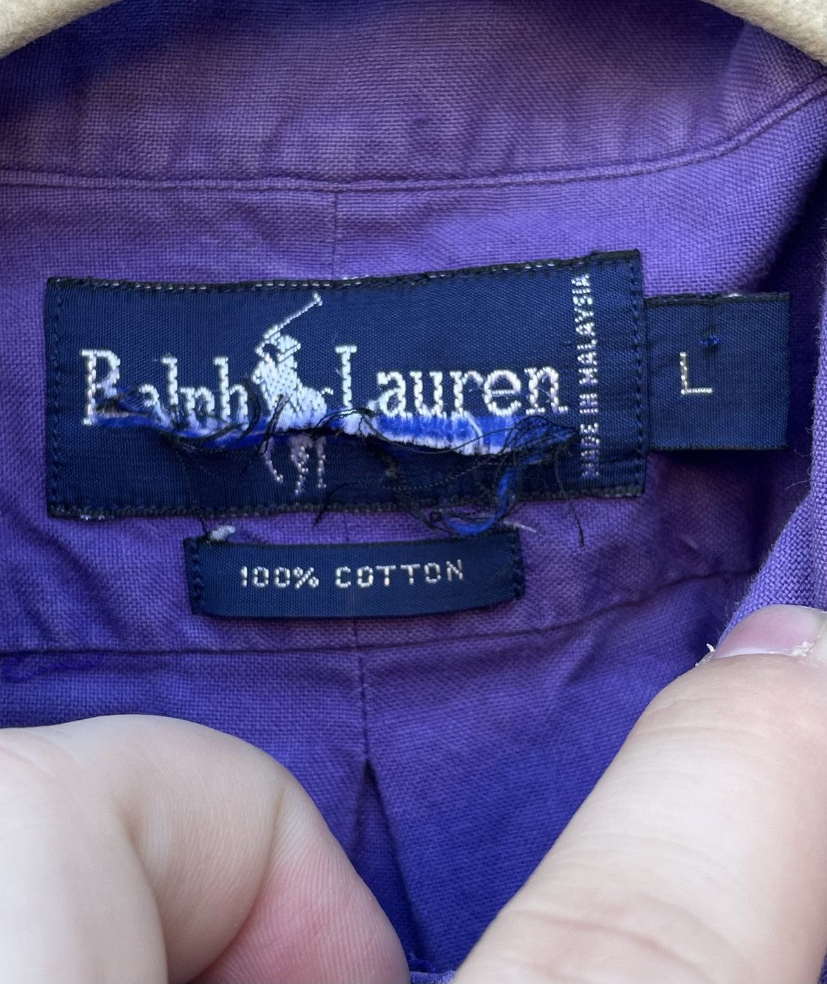 Polo Ralph Lauren VTG Polo Ralph Lauren Crest Mens Purple Short Sleeve Size US L / EU 52-54 / 3 - 2 Thumbnail