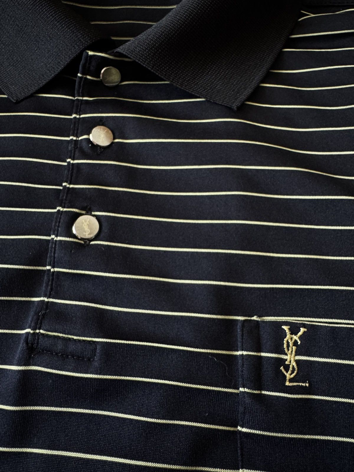 Yves Saint Laurent 🔥🔥 Vintage Yves Saint Laurent Silk Striped Polo Shirt Size US XL / EU 56 / 4 - 3 Thumbnail