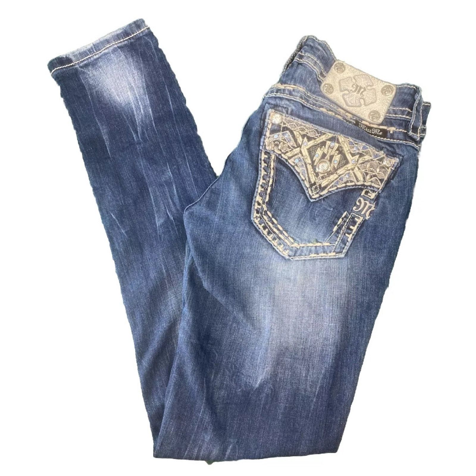 Miss Me MISS ME Size 27 Denim Mid-Rise Ankle Skinny Y2K Distressed Size 27" / US 4 / IT 40 - 1 Thumbnail