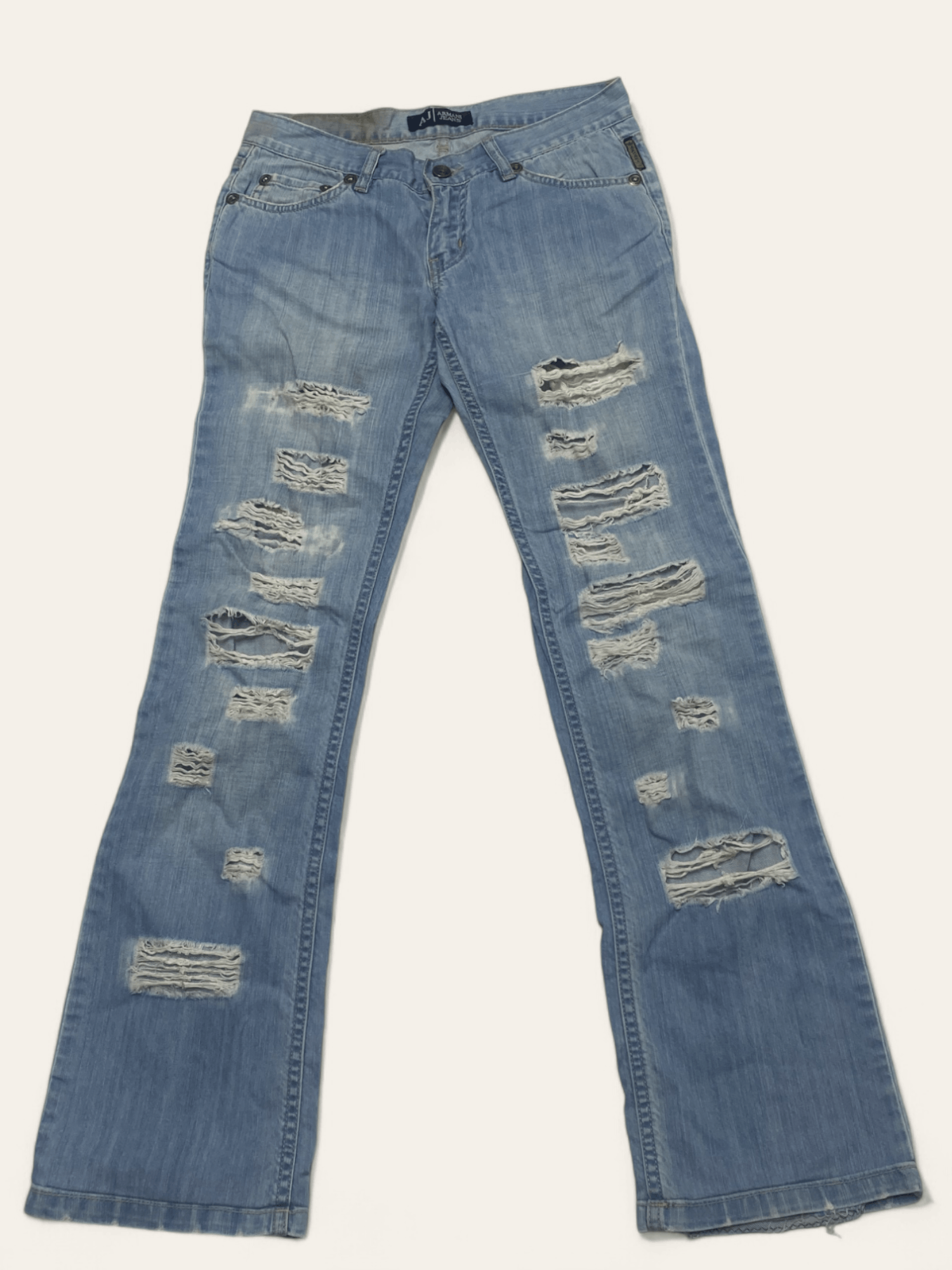Armani Vintage ARMANI Ripped Pants Light Blue Sky Beautiful Y2k Size 29" - 1 Thumbnail