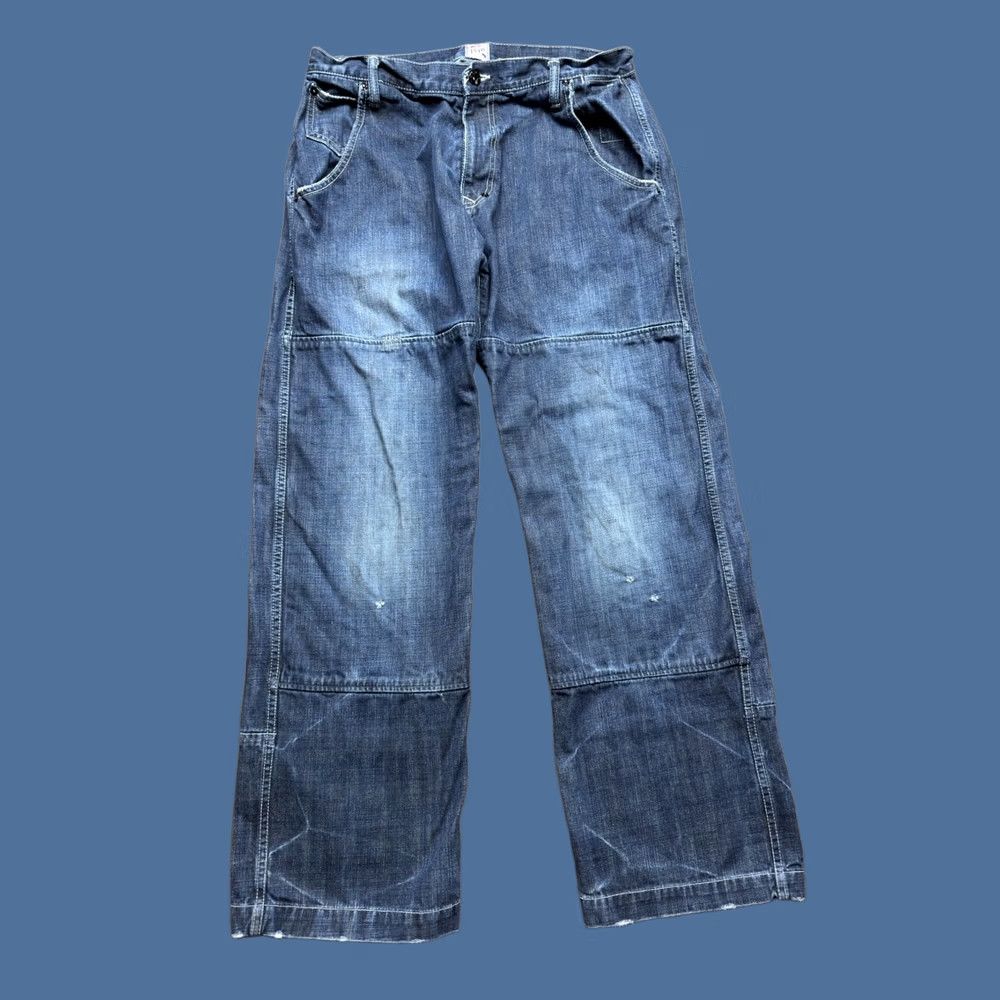 Prps PRPS Jeans Mens Japanese Denim Double Knee Distressed Painters Jeans 36x32 Blue Slim Straight Mens Size US 36 / EU 52 - 1 Thumbnail