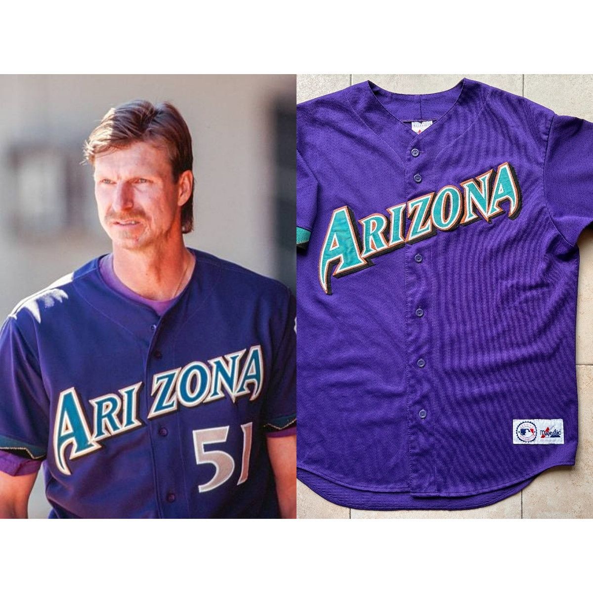 Majestic Arizona Diamondbacks 90s MAJESTIC jersey XL purple MLB vtg Grailed