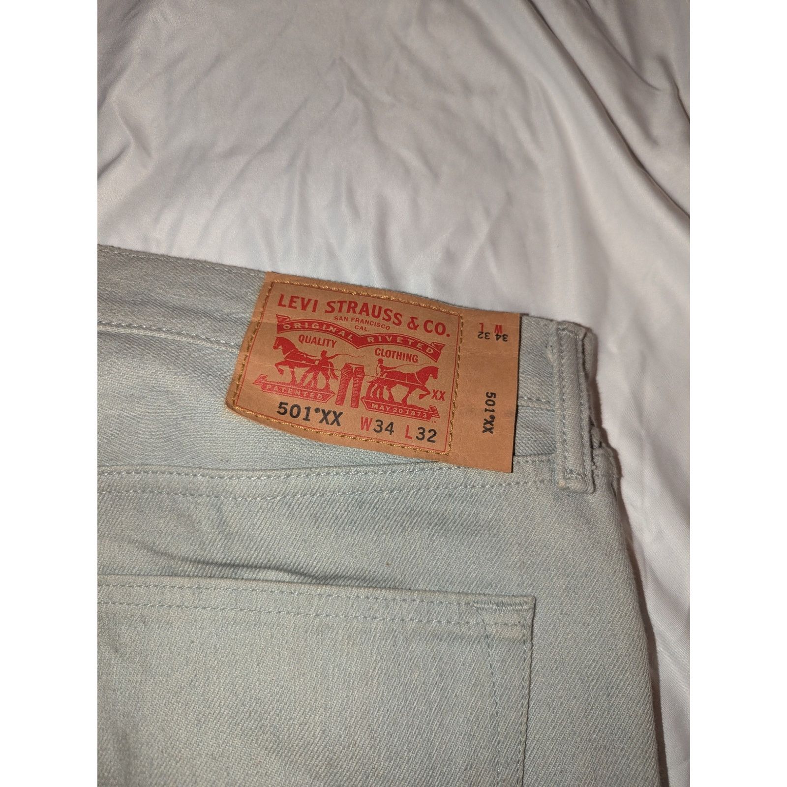 Evisu × Levi's × Seven 7 Levi's 501 Shrink to Fit Raw Denim Jeans 34-32 Light Gray Size US 34 / EU 50 - 5 Thumbnail