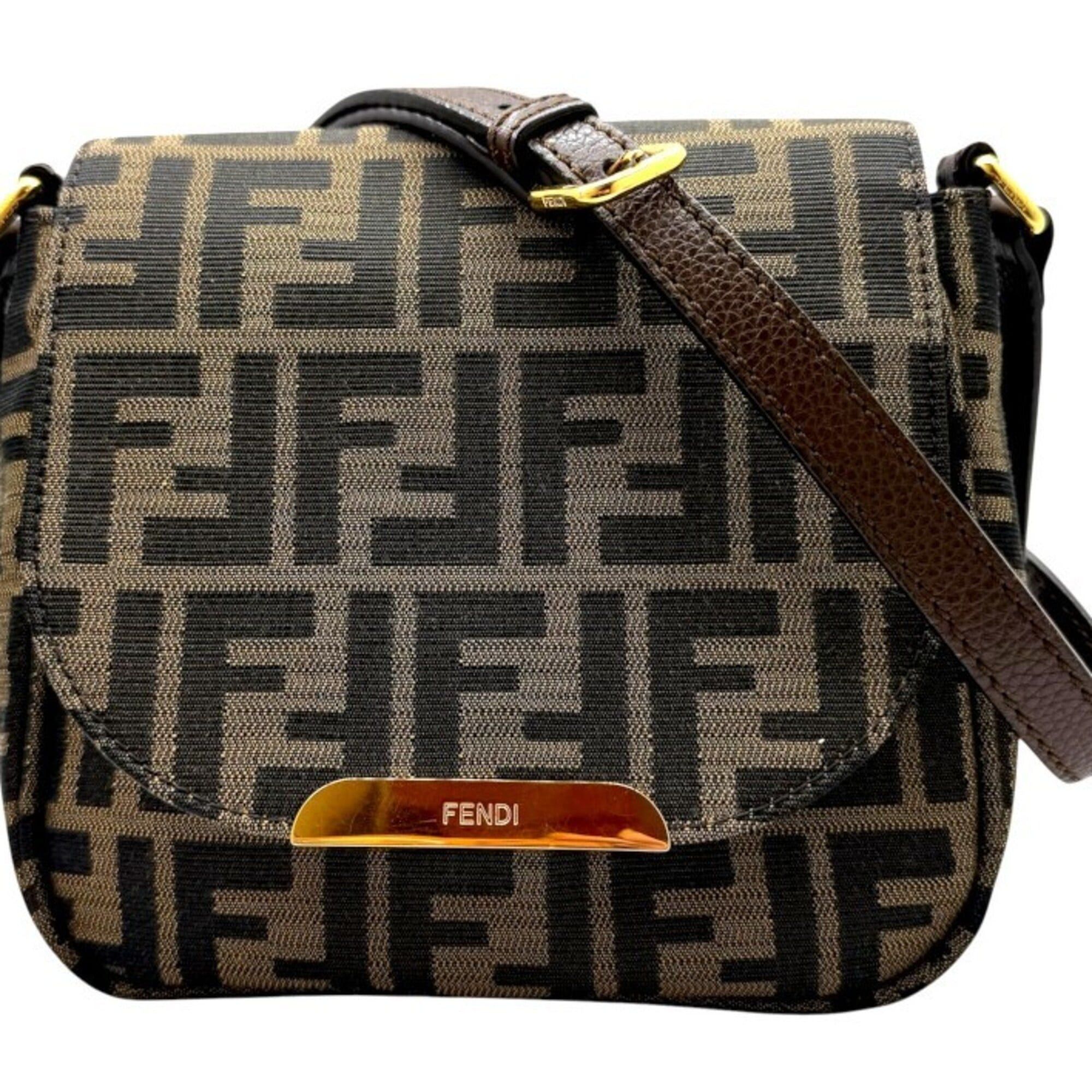 Fendi FENDI Zucca Shoulder Bag, Brown Canvas Leather, Women's Size ONE SIZE - 1 Thumbnail