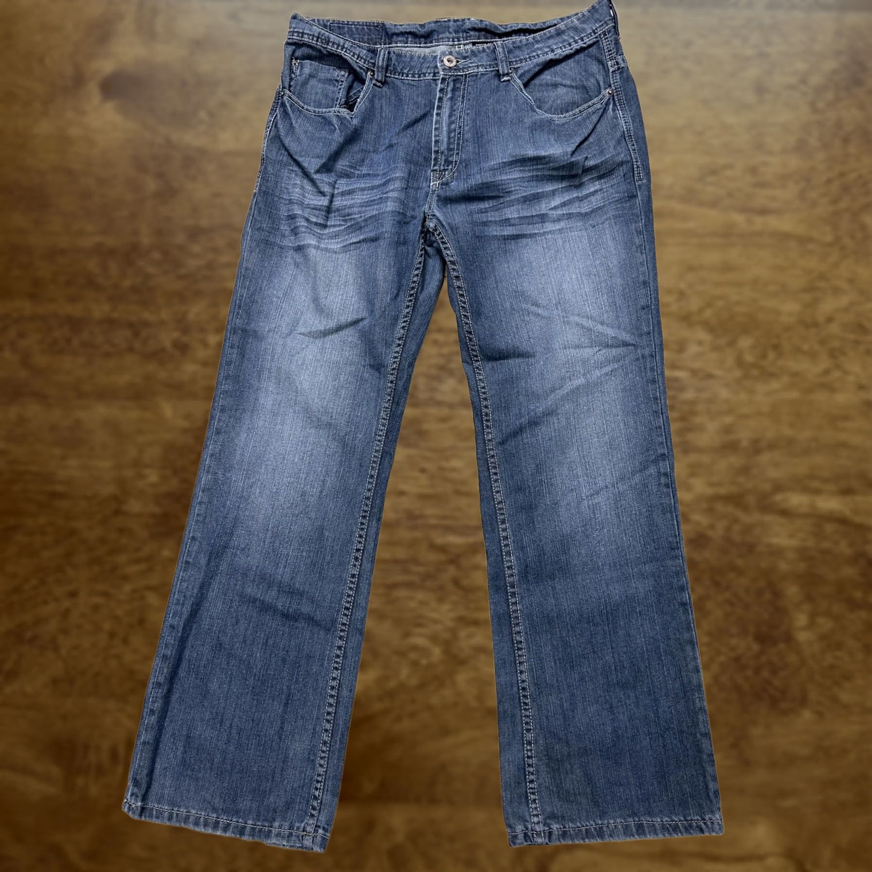 Denime Buffalo Jeans Mens Relaxed Straight Jeans Medium Wash Blue Denim 36x30 Size US 36 / EU 52 - 1 Thumbnail