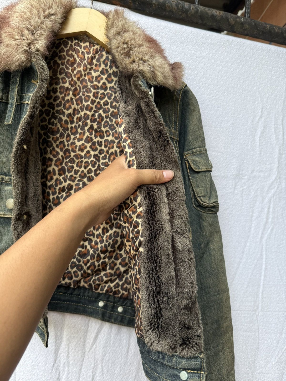 Japanese Brand Fur denim jacket sisley ifsixwasnine lgb styled Size US M / EU 48-50 / 2 - 6 Thumbnail