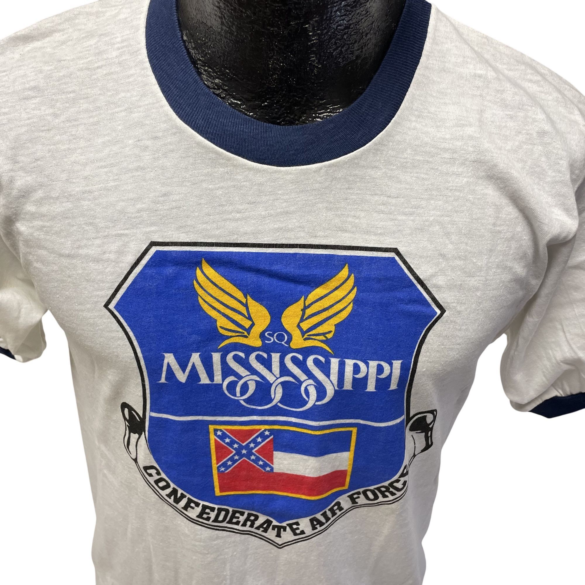 Other Vtg Screen Stars MISSISSIPPI CONFEDERATE Air Force Ringer Size US L / EU 52-54 / 3 - 2 Thumbnail