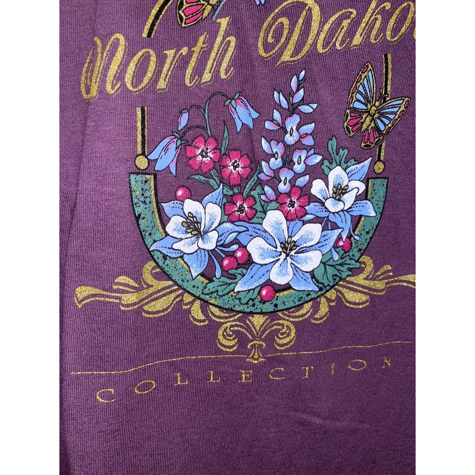 Anvil Vintage North Dakota Shirt Wildflowers Flower Purple 90s VTG Size US L / EU 52-54 / 3 - 5 Thumbnail