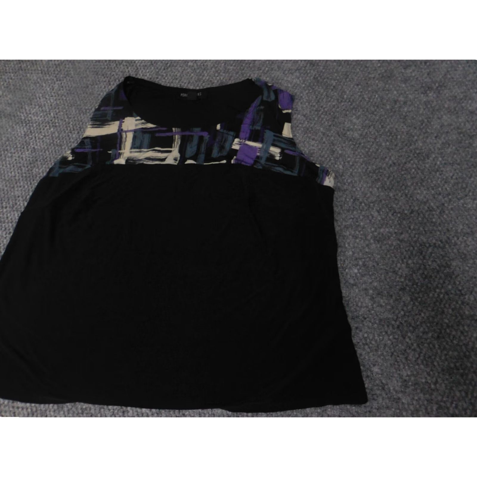 Vintage Perceptions Womens Blouse 18W Plus Black Pullover Stretch Crew Neck Casual Short Raglan Sleeves Size XXL / US 16-18 / IT 52-54 - 3 Thumbnail