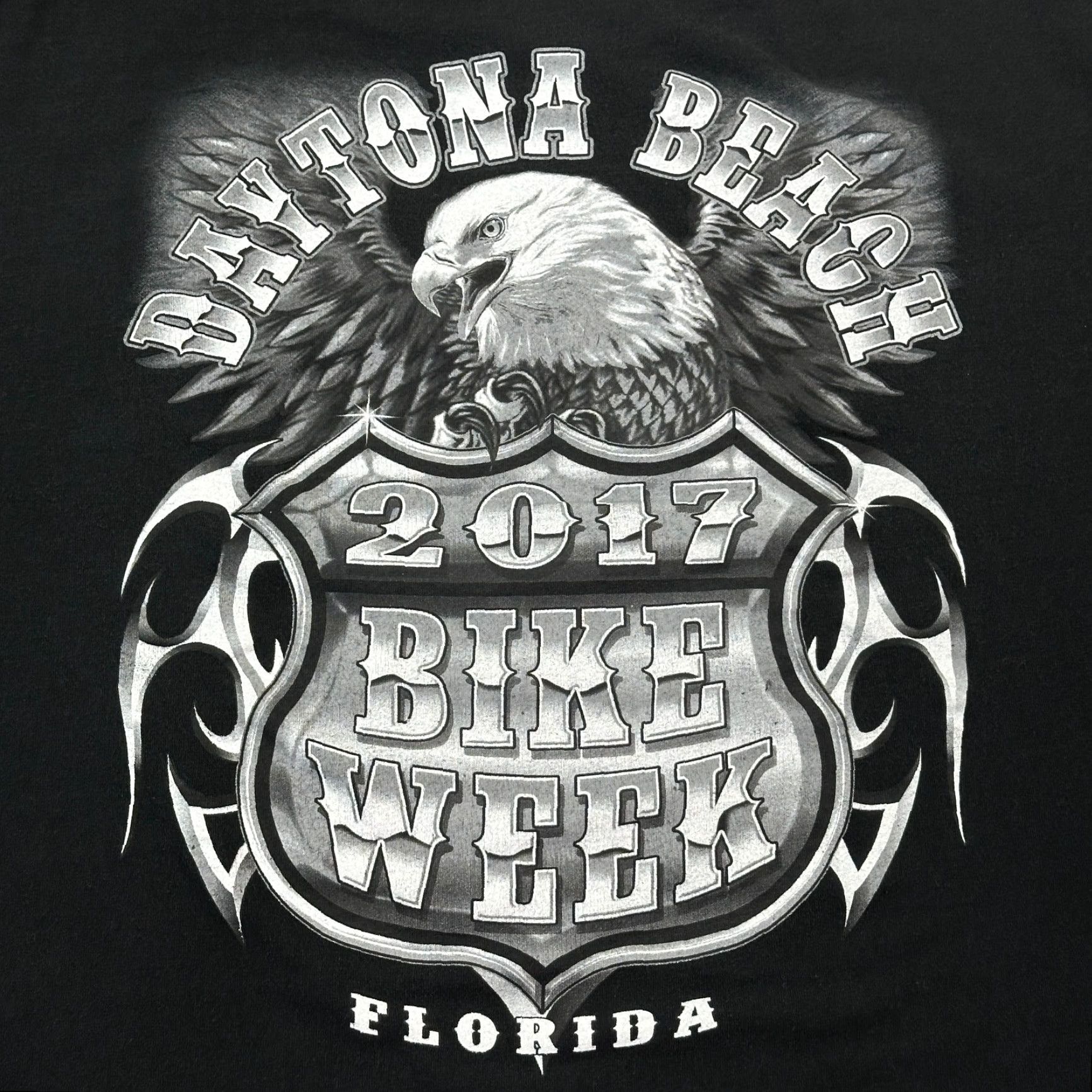 Vintage Daytona Beach Bike Week Shirt Mens 3XL Black 2017 Florida Bald Eagle Biker Tee Size US XXL / EU 58 / 5 - 6 Thumbnail