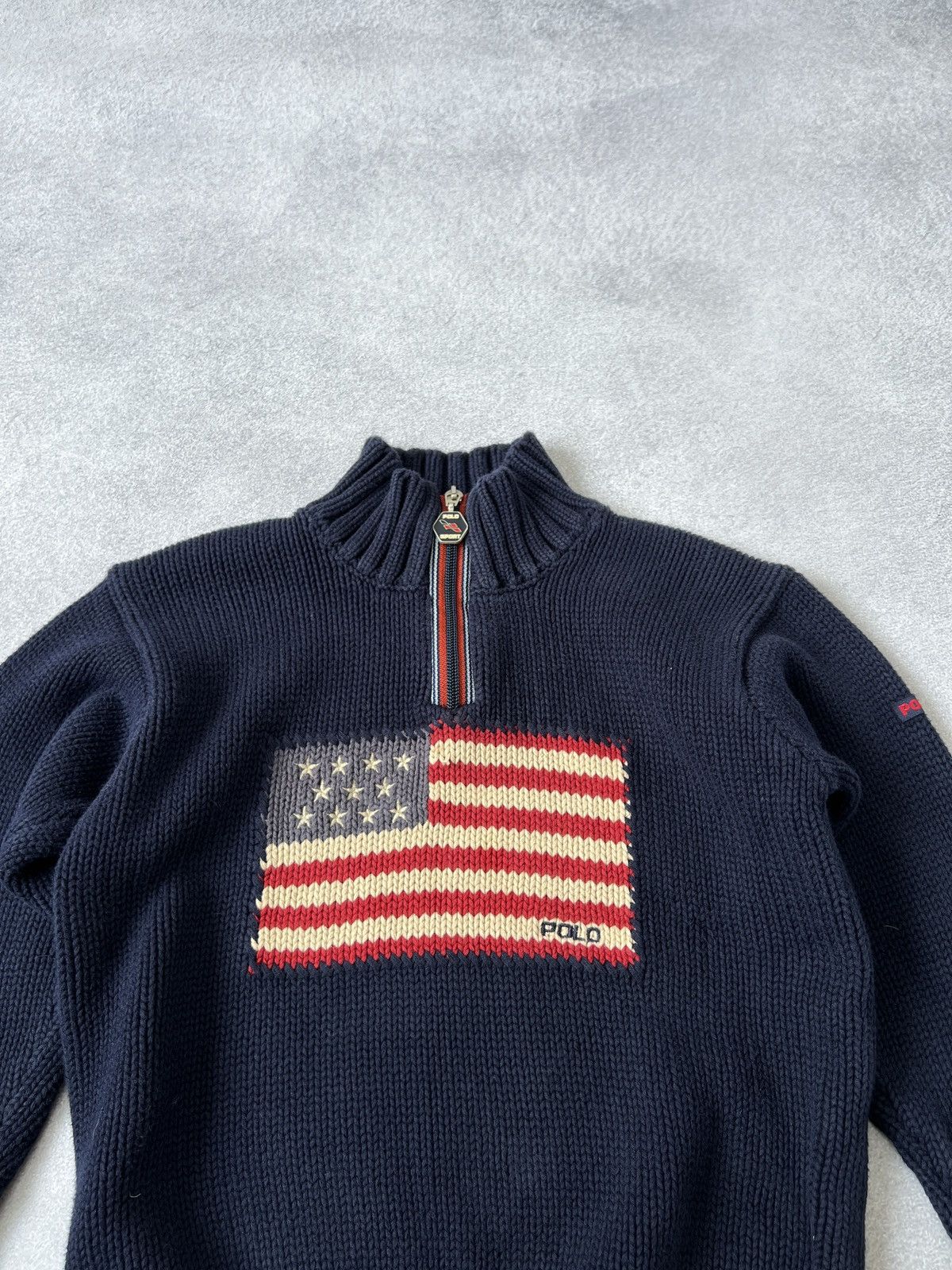 Polo Ralph Lauren × Vintage Vintage Polo Sport USA flag big logo kids sweater Size US XS / EU 42 / 0 - 6 Thumbnail