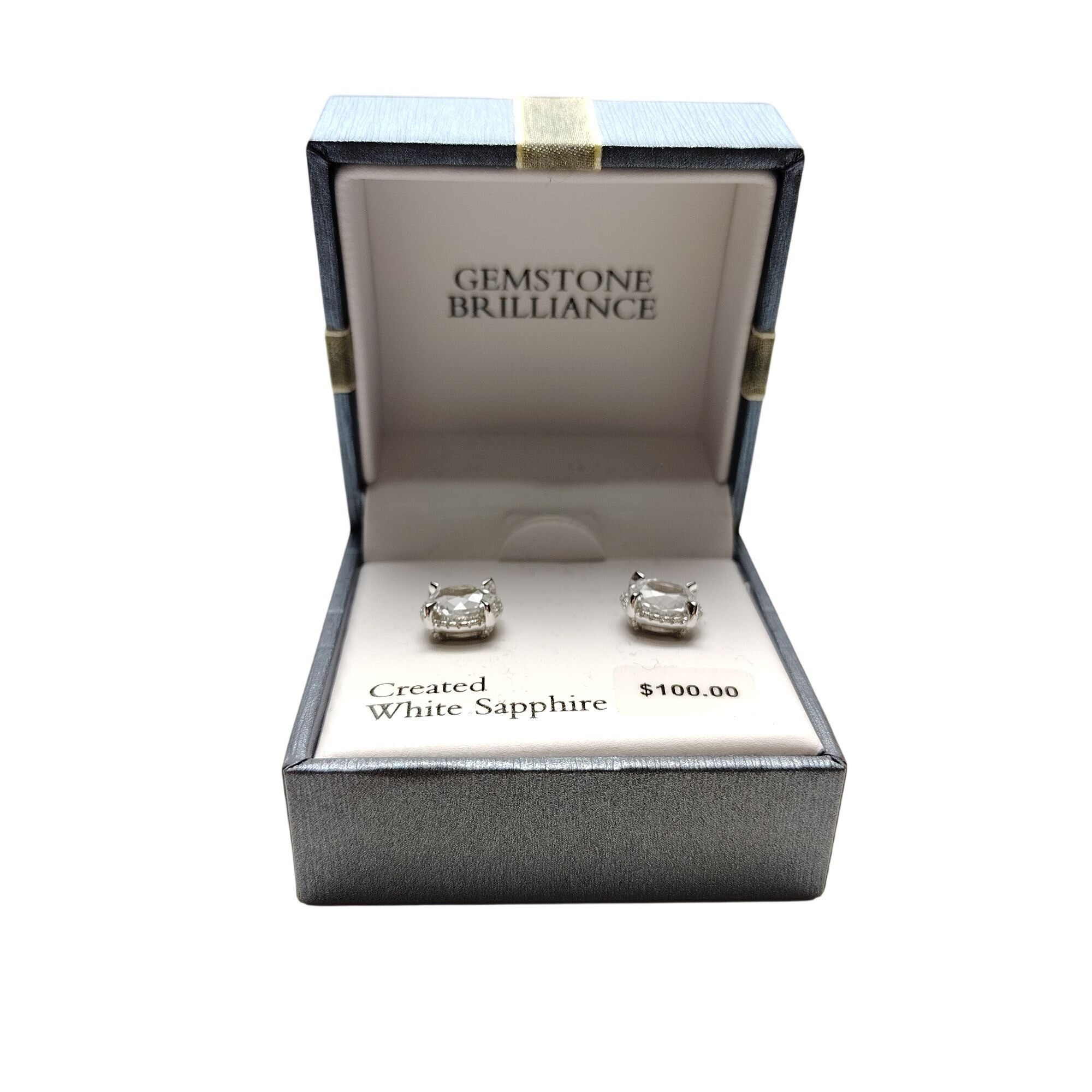 Other Created White Sapphire Sterling Silver Stud Earrings Gemston Size ONE SIZE - 4 Thumbnail