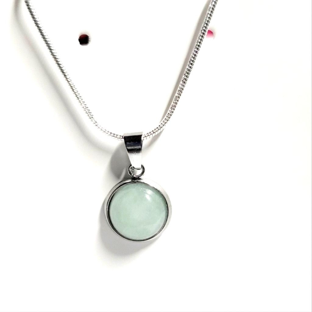Handmade Natural Aqua Chalcedony Pendant 925 Sterling Silver Necklace Size ONE SIZE - 1 Thumbnail