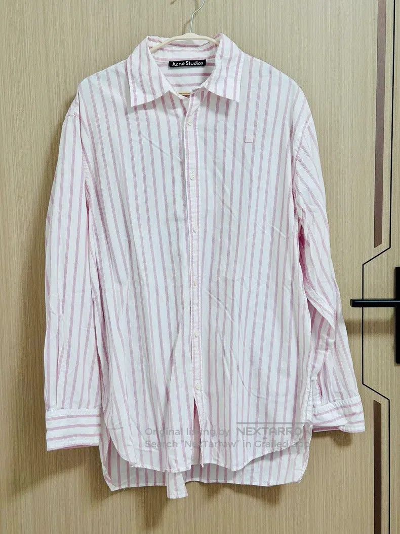 Acne Studios Acne Studios Pink and White Striped Long Sleeve Shirt Size S / US 4 / IT 40 - 1 Thumbnail