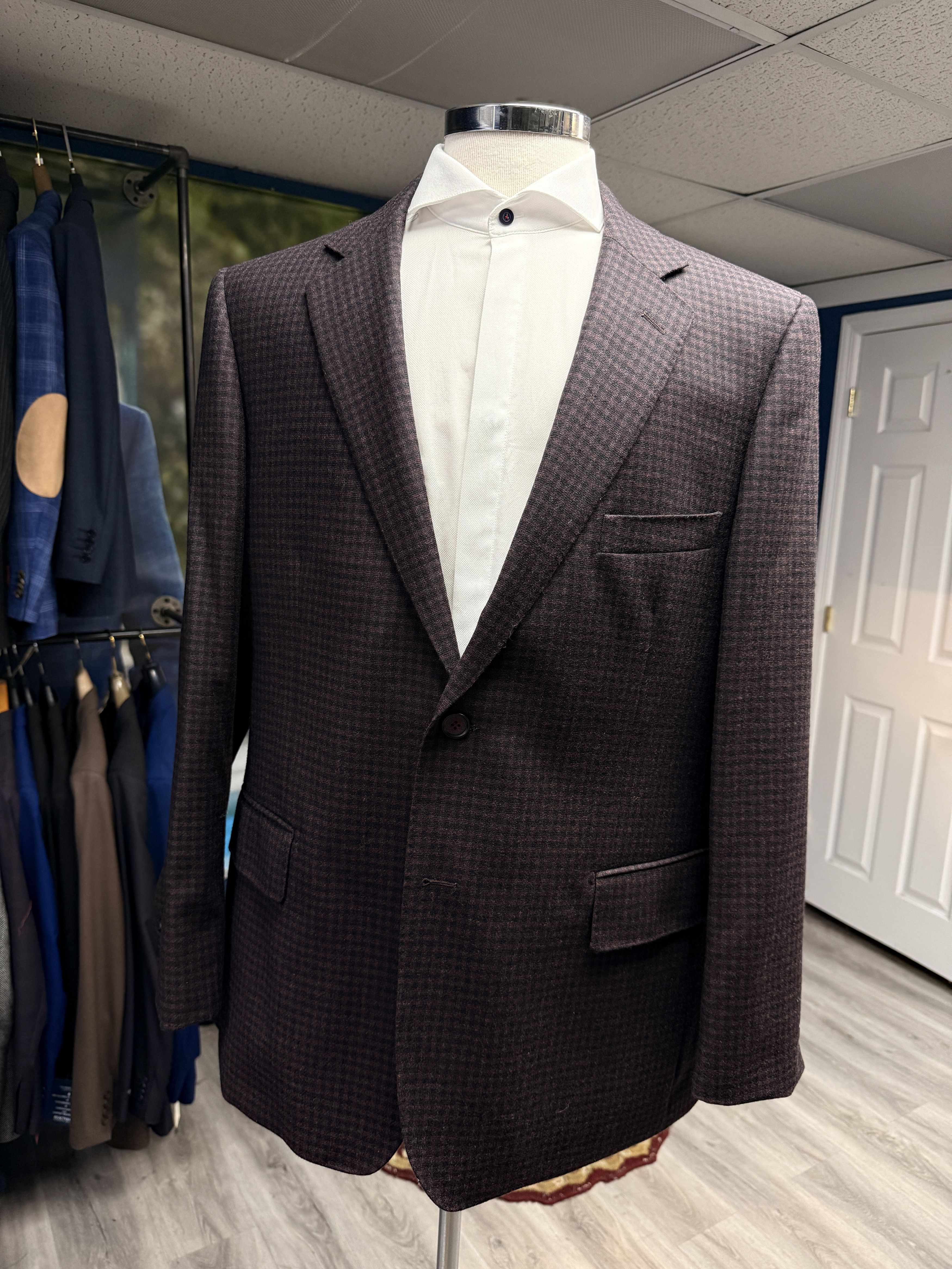 Designer × Other Sartoria Tosi 44R Maroon Plaid Sport Jacket Size 44R - 2 Thumbnail