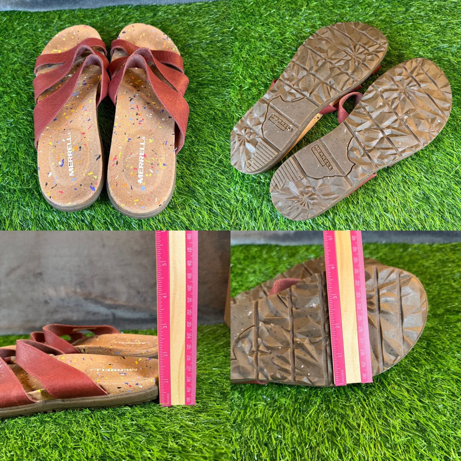 Merrell Merrell Juno Strap Slide Sandals Womens 10 Merlot Red Leather Cork Rubber Casual Travel Size US 10 / IT 40 - 8 Thumbnail
