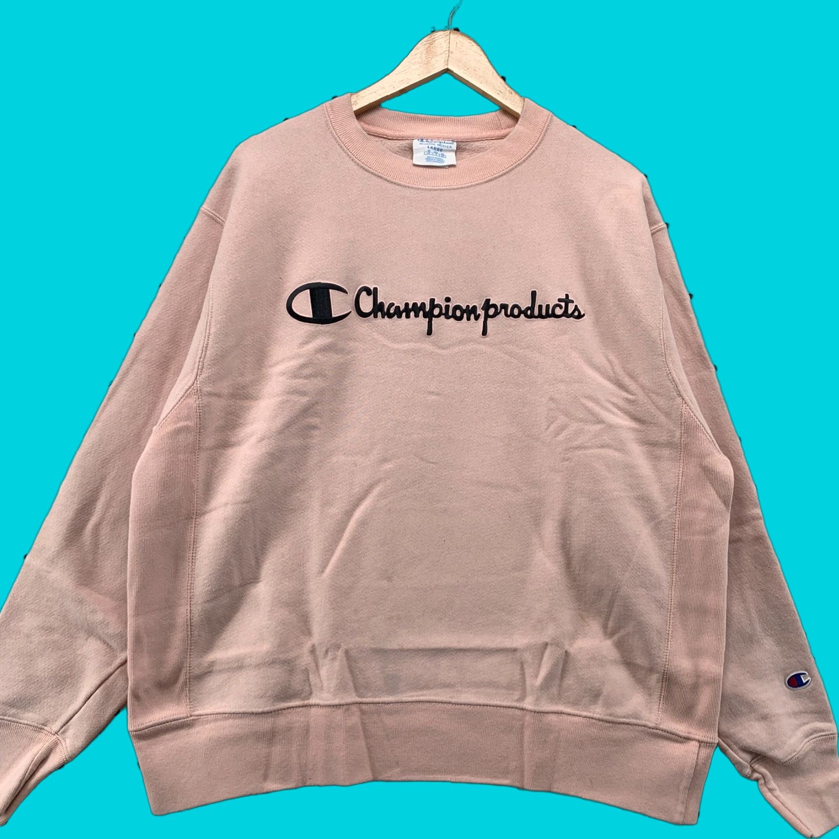 Champion Champion Sweatshirt Large Pink Reverse Weave Crewneck Spell Out Womens Size L / US 10 / IT 46 - 1 Thumbnail