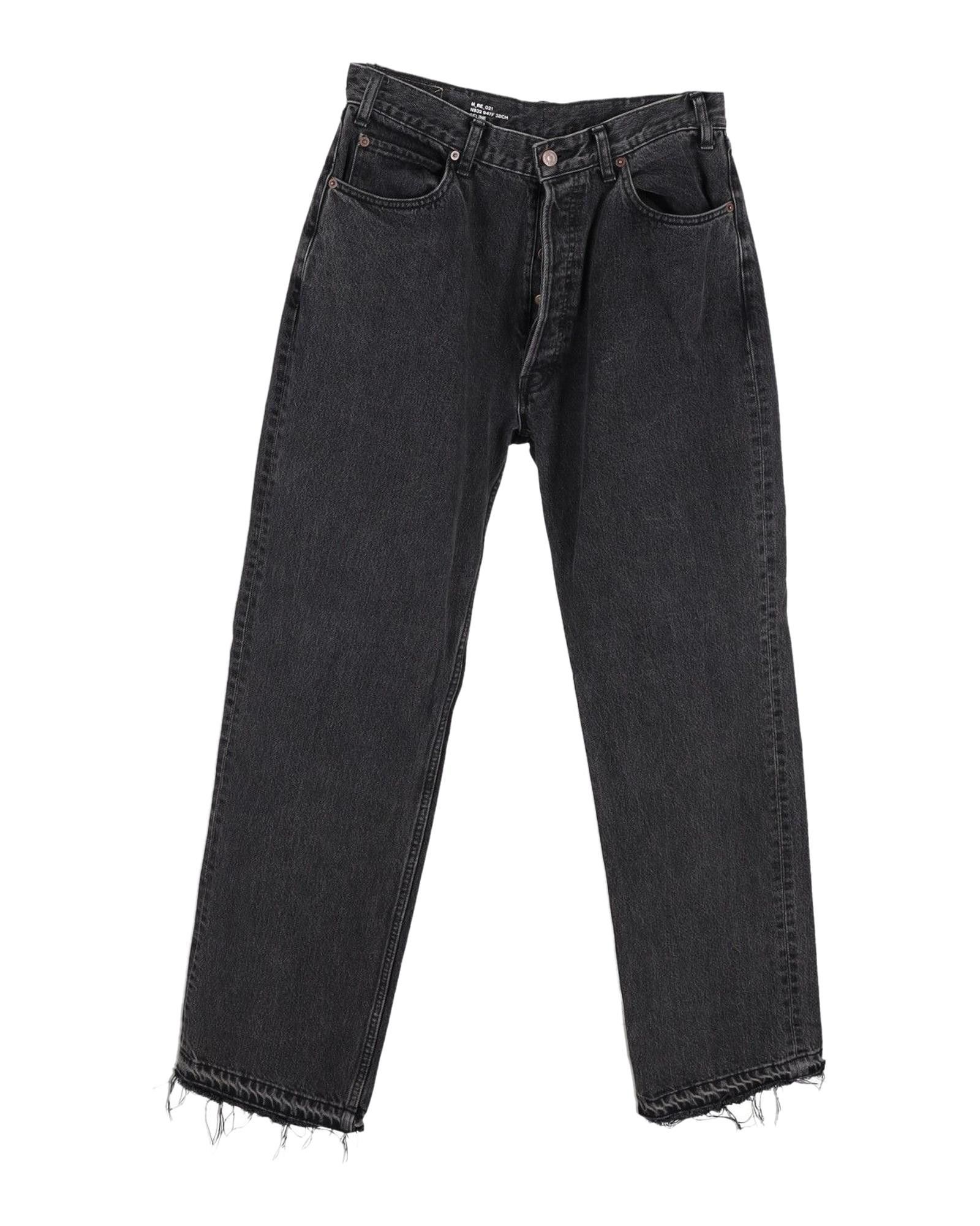 image of Frayed Straight-Leg Black Cotton Jeans From Celine Homme, Men's (Size 31)