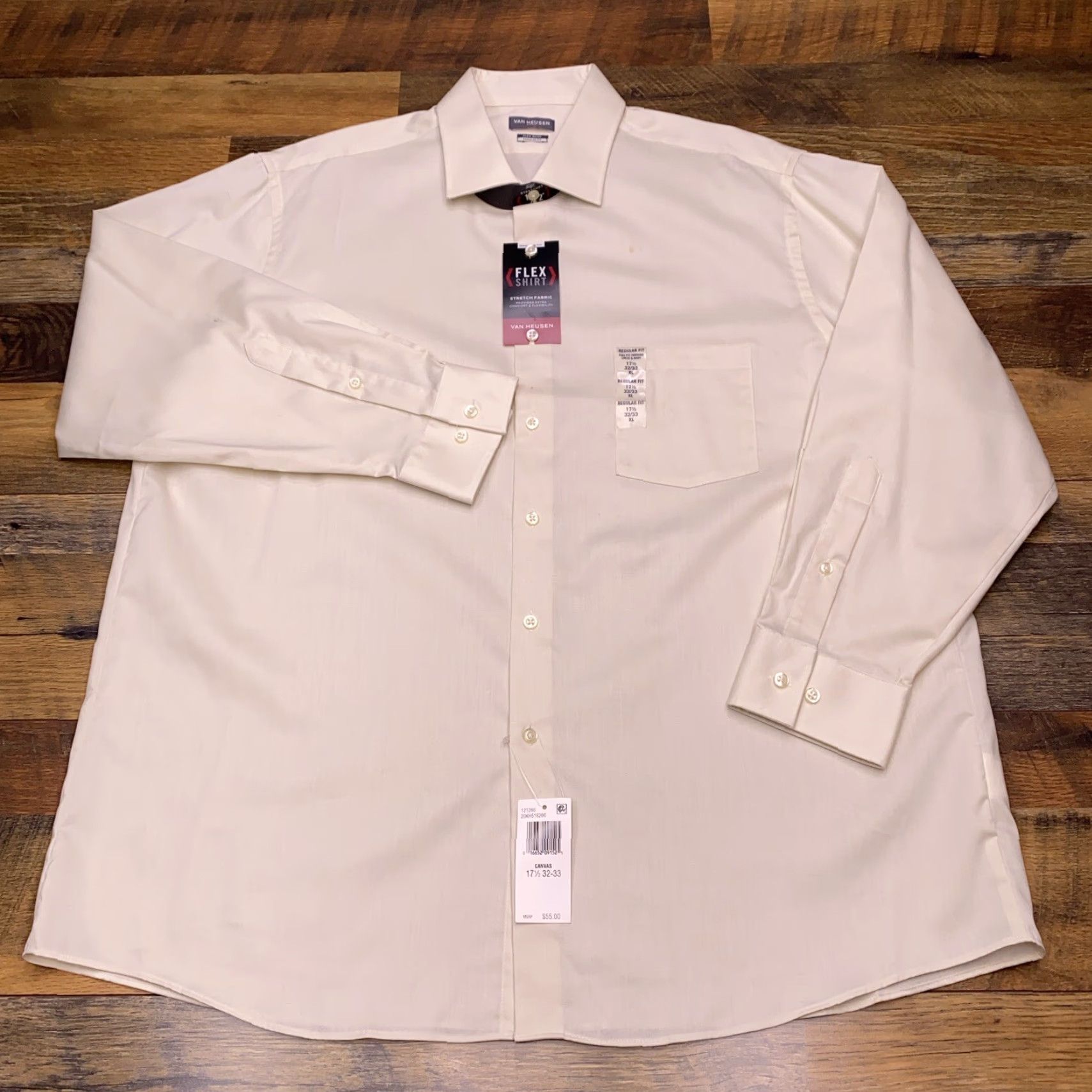Van Heusen Van Heusen Shirt Mens 4XL Regular Beige Cotton Blend Knit Long Sleeve Button-Up Stretch Casual Workwear Larg e Logo Size US XXL / EU 58 / 5 - 2 Thumbnail