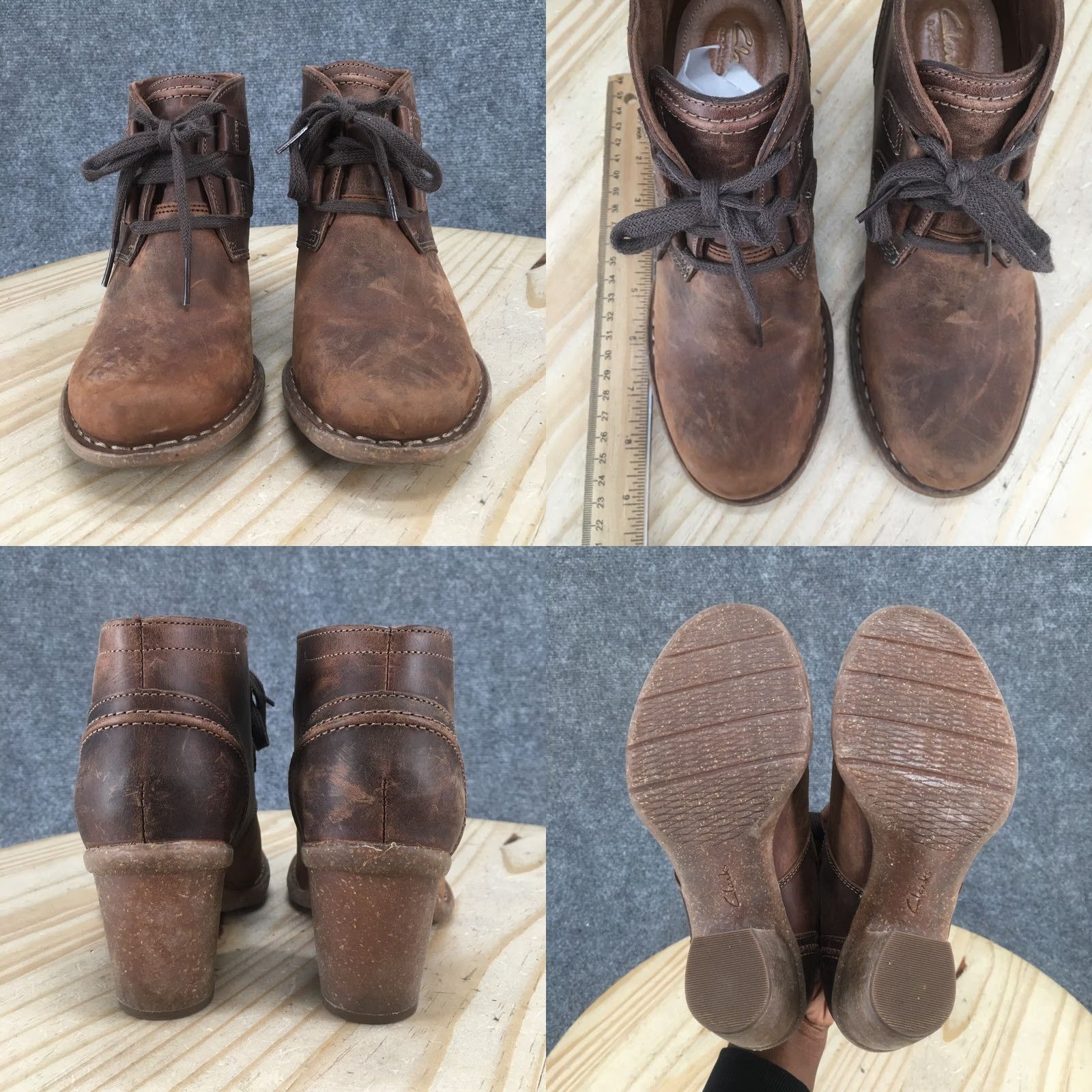 Clarks Clarks Carleta Lyon Ankle Booties Boots Brown Leather Womens 7 M Heels 21621 Size US 7 / IT 37 - 8 Thumbnail