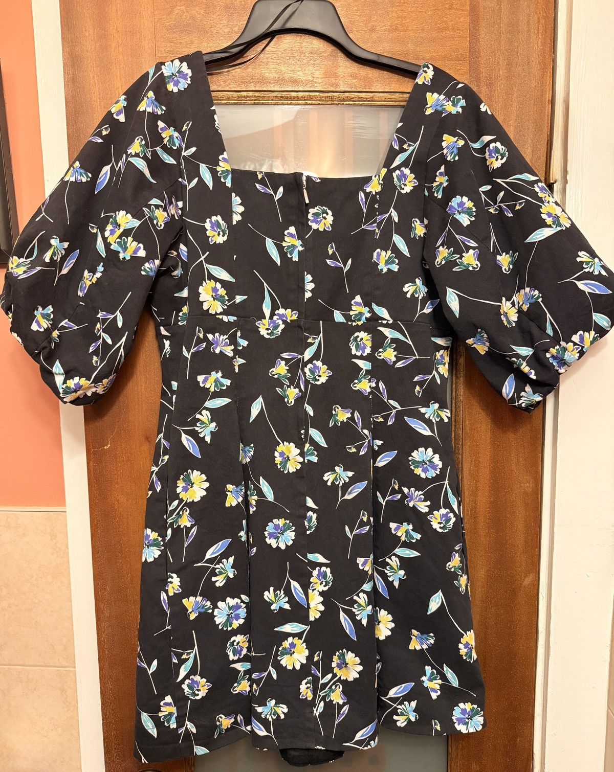 NICHOLAS NICHOLAS Lydia Black Floral Print Mini Short Puff Sleeves Size L / US 10 / IT 46 - 9 Thumbnail