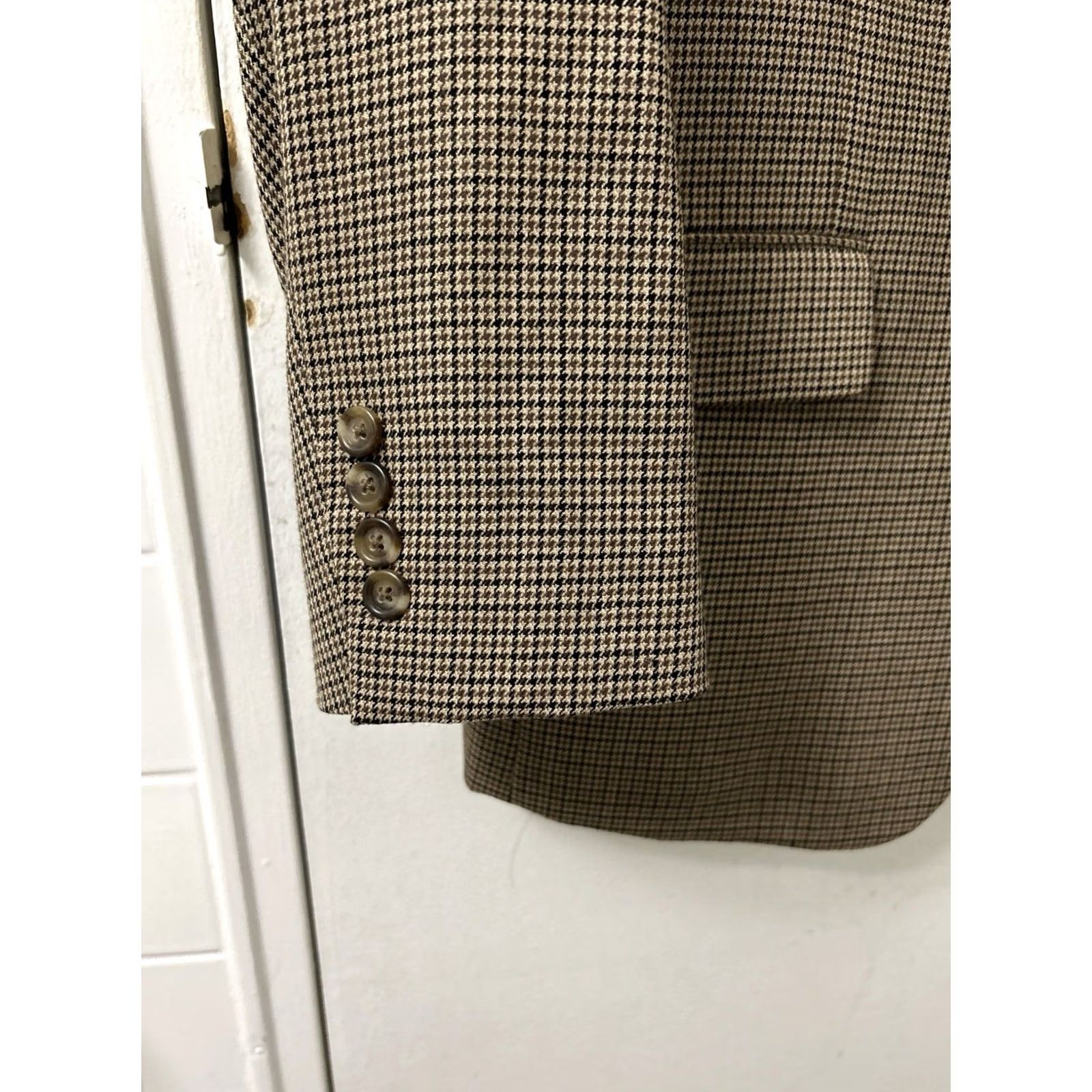 Jos. A. Bank Jos. A. Bank Classic Collection Blazer Mens 42S Brown Houndstooth 100% Wool Jacket Size 42R - 5 Thumbnail